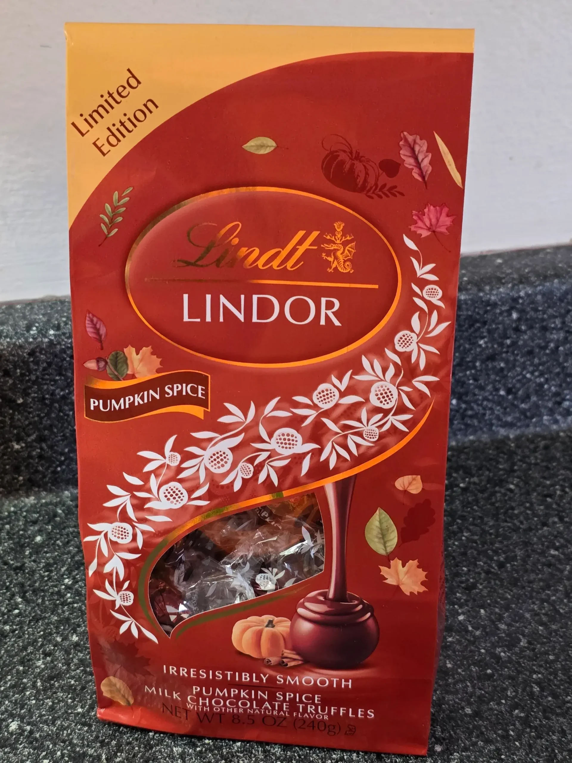 Lindt Lindor Limited Edition Pumpkin Spice Milk Chocolate Truffles.