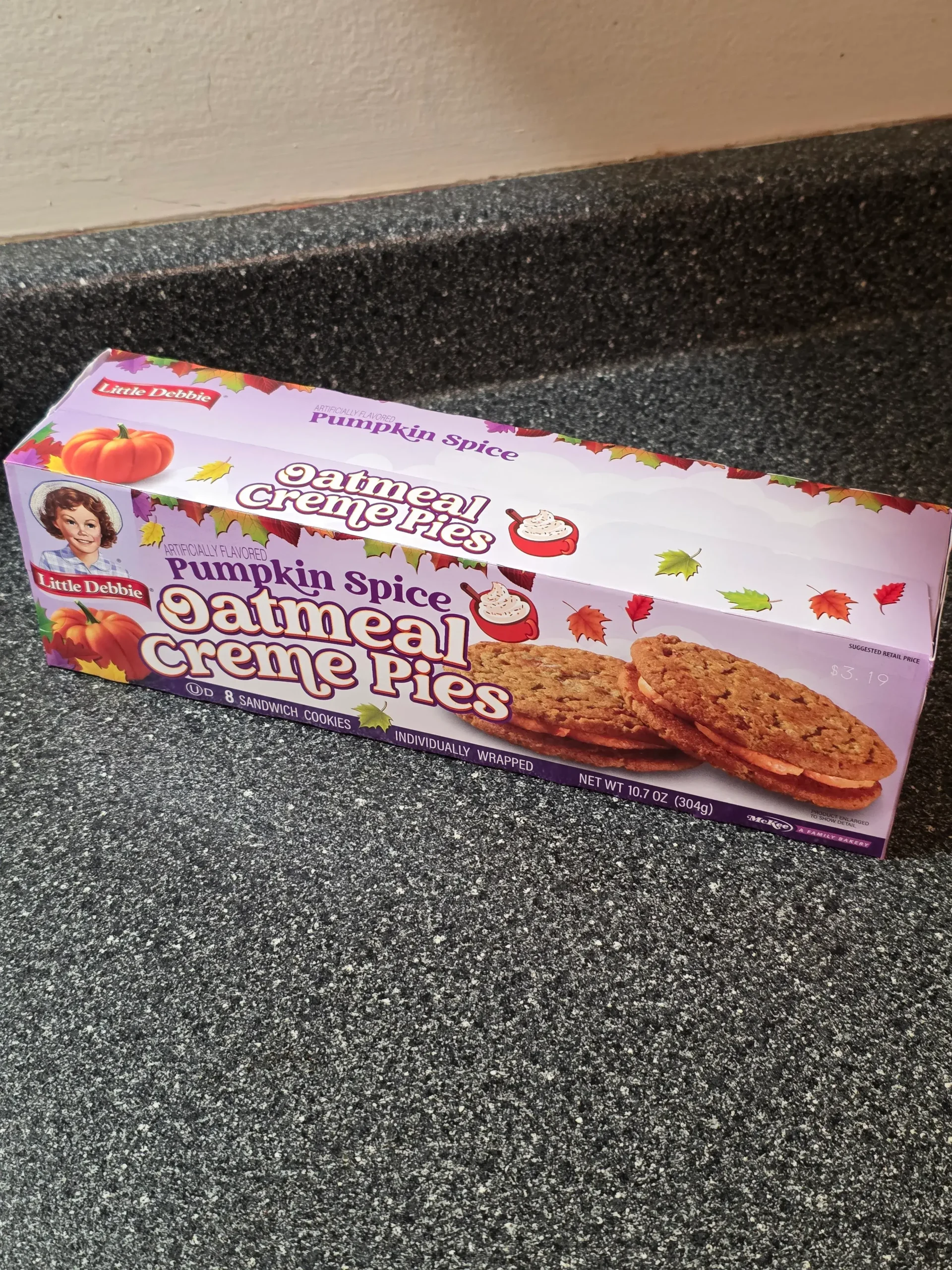 Little Debbie Pumpkin Spice Oatmeal Creme Pies.