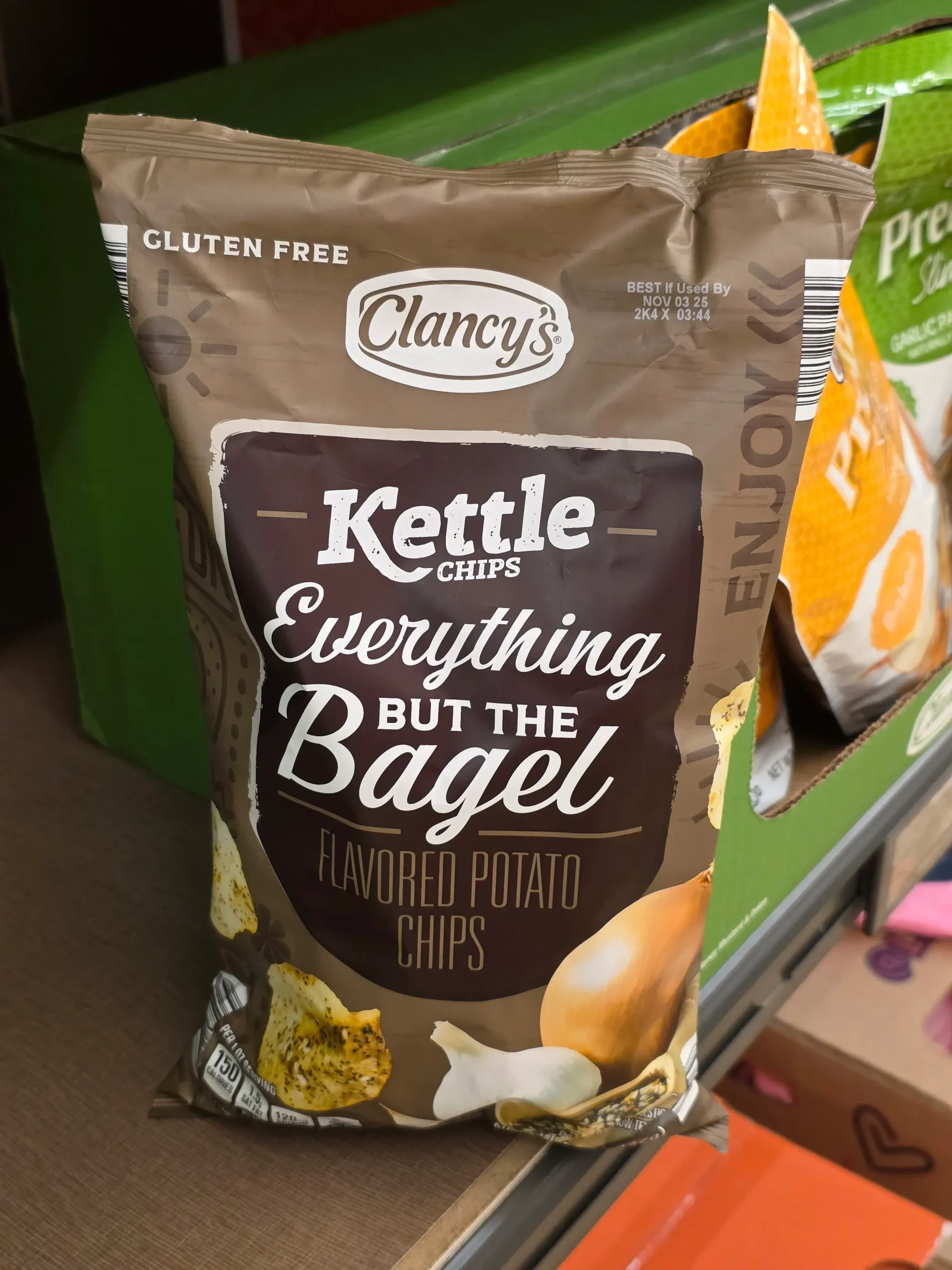 Clancy's Everything But The Bagel Kettle Chips.