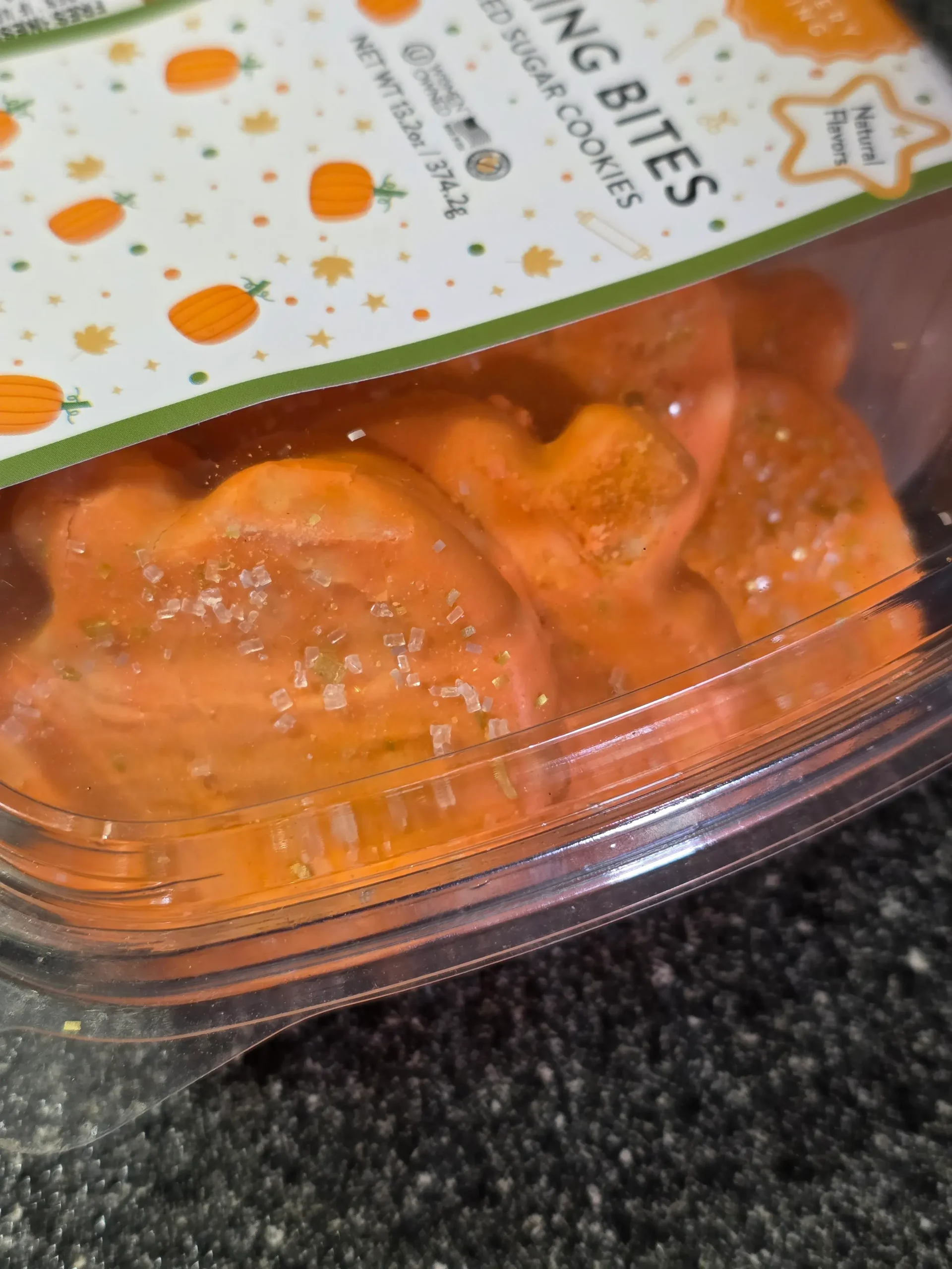 Bakery Bling Pumpkin Shaped Bling Bites Iced Sugar Cookies.