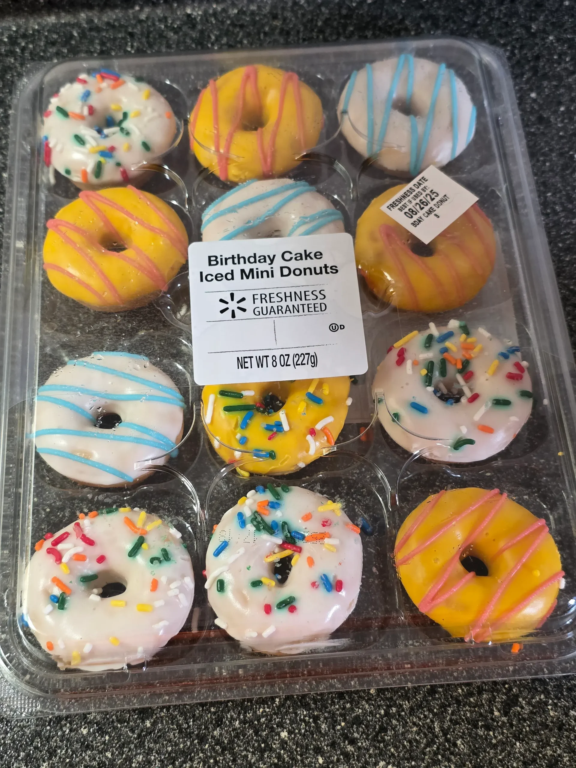 Walmart Freshness Guaranteed Birthday Cake Iced Mini Donuts.