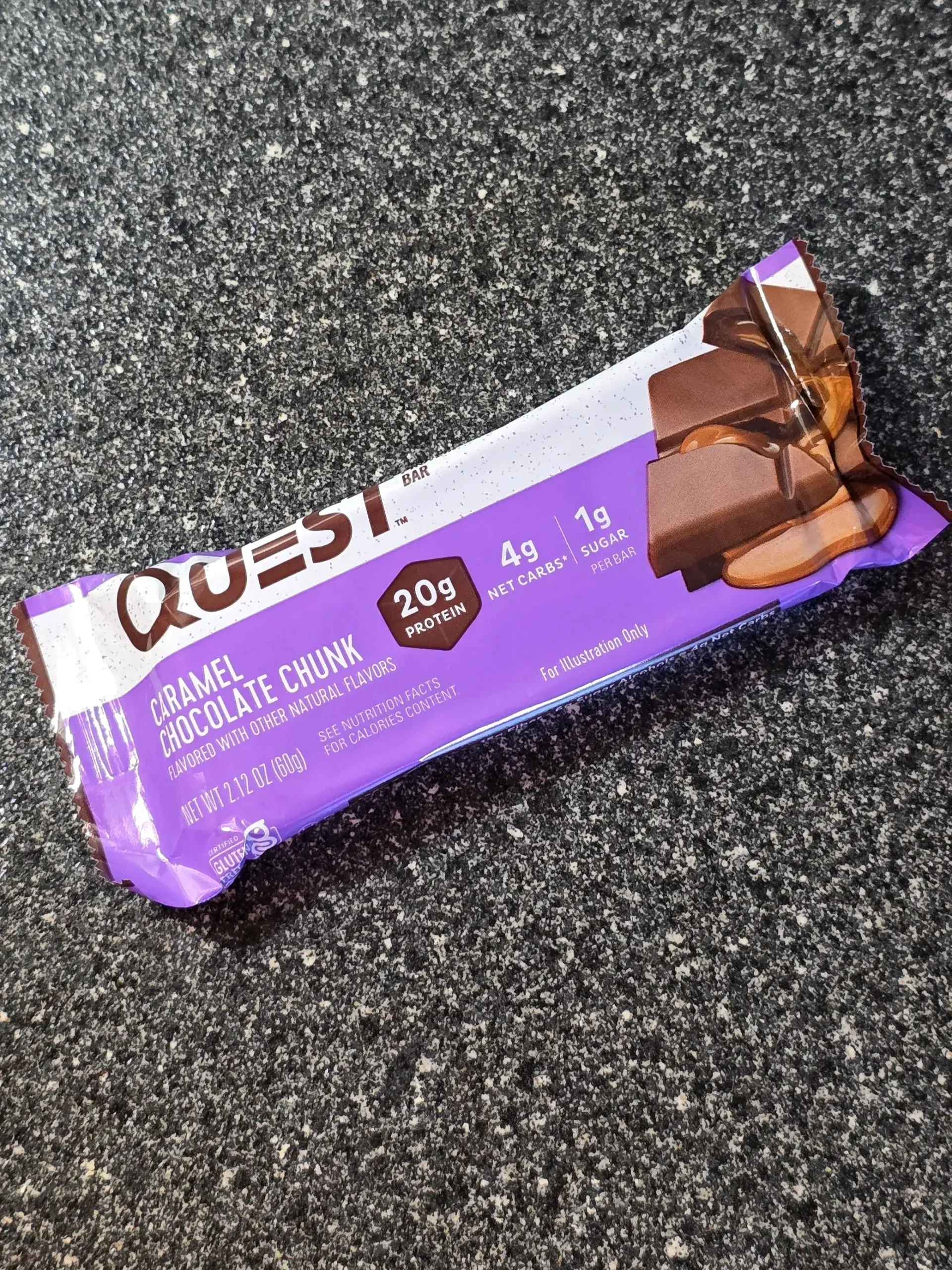 Quest Caramel Chocolate Chunk Protein Bar.