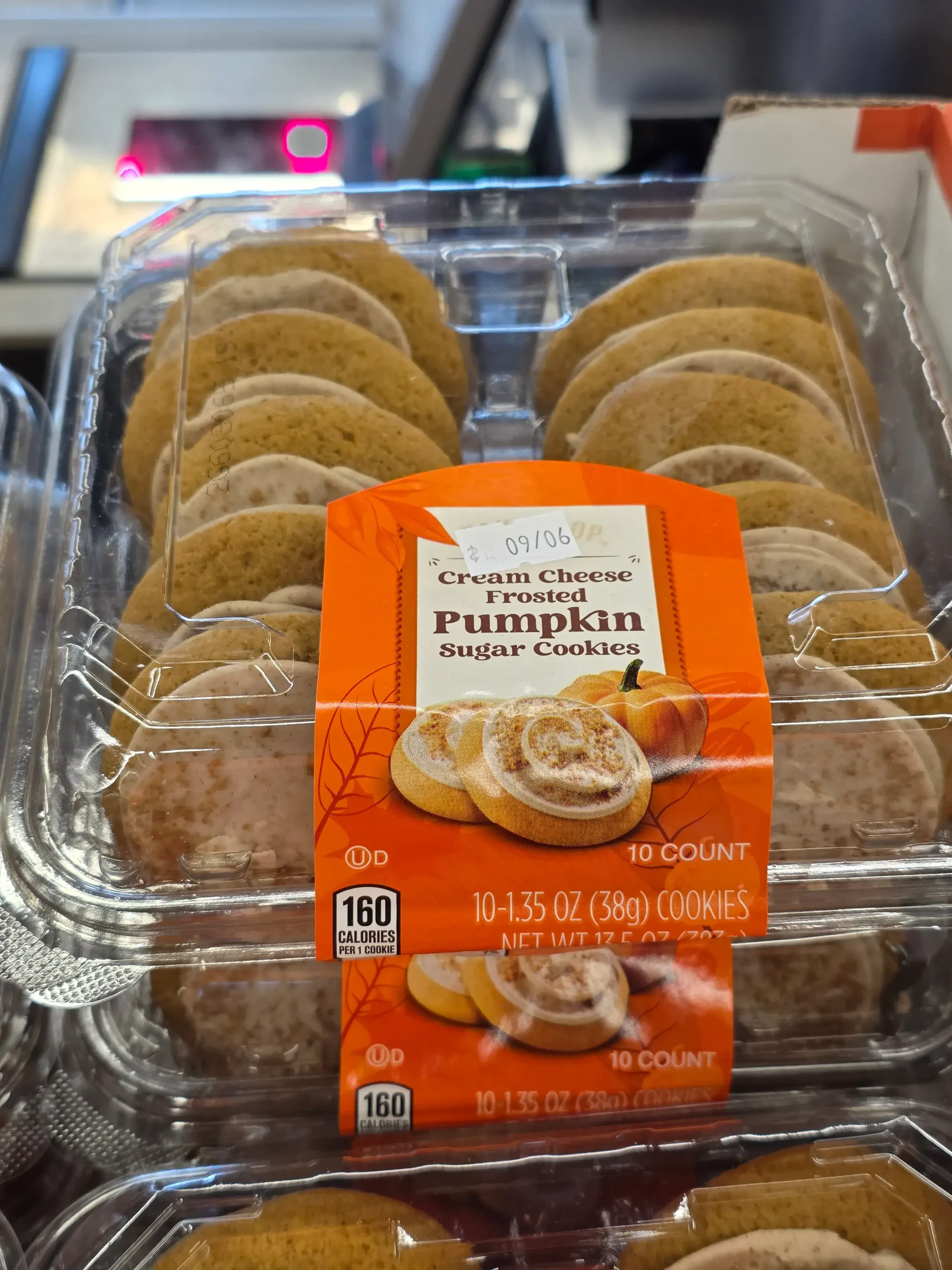 Aldi Bake Shop Cream Cheese Frosted Pumpkin Sugar Cookies.
