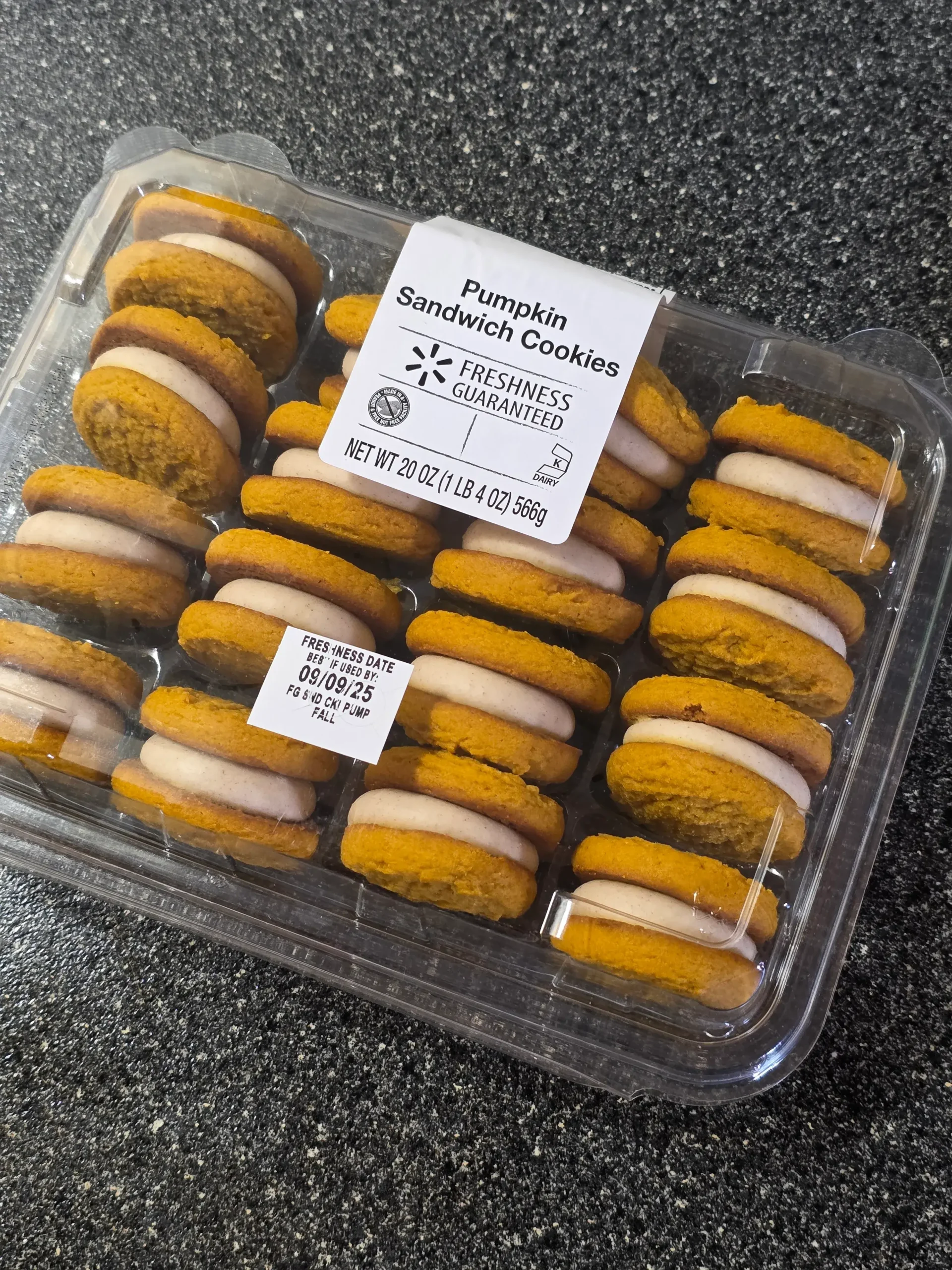 Walmart Freshness Guaranteed Pumpkin Sandwich Cookies.