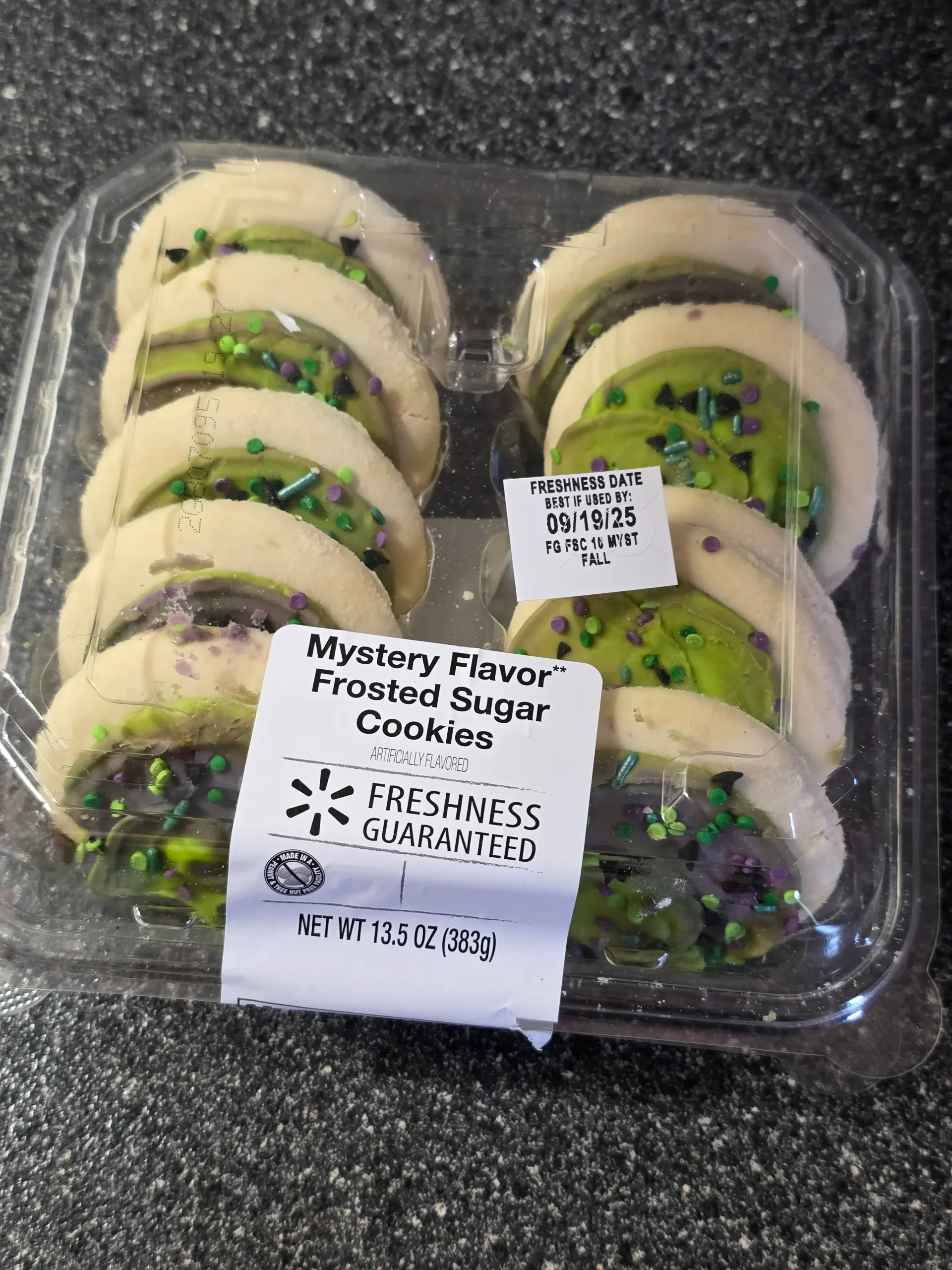 Walmart Freshness Guaranteed Mystery Flavor Frosted Sugar Cookies.