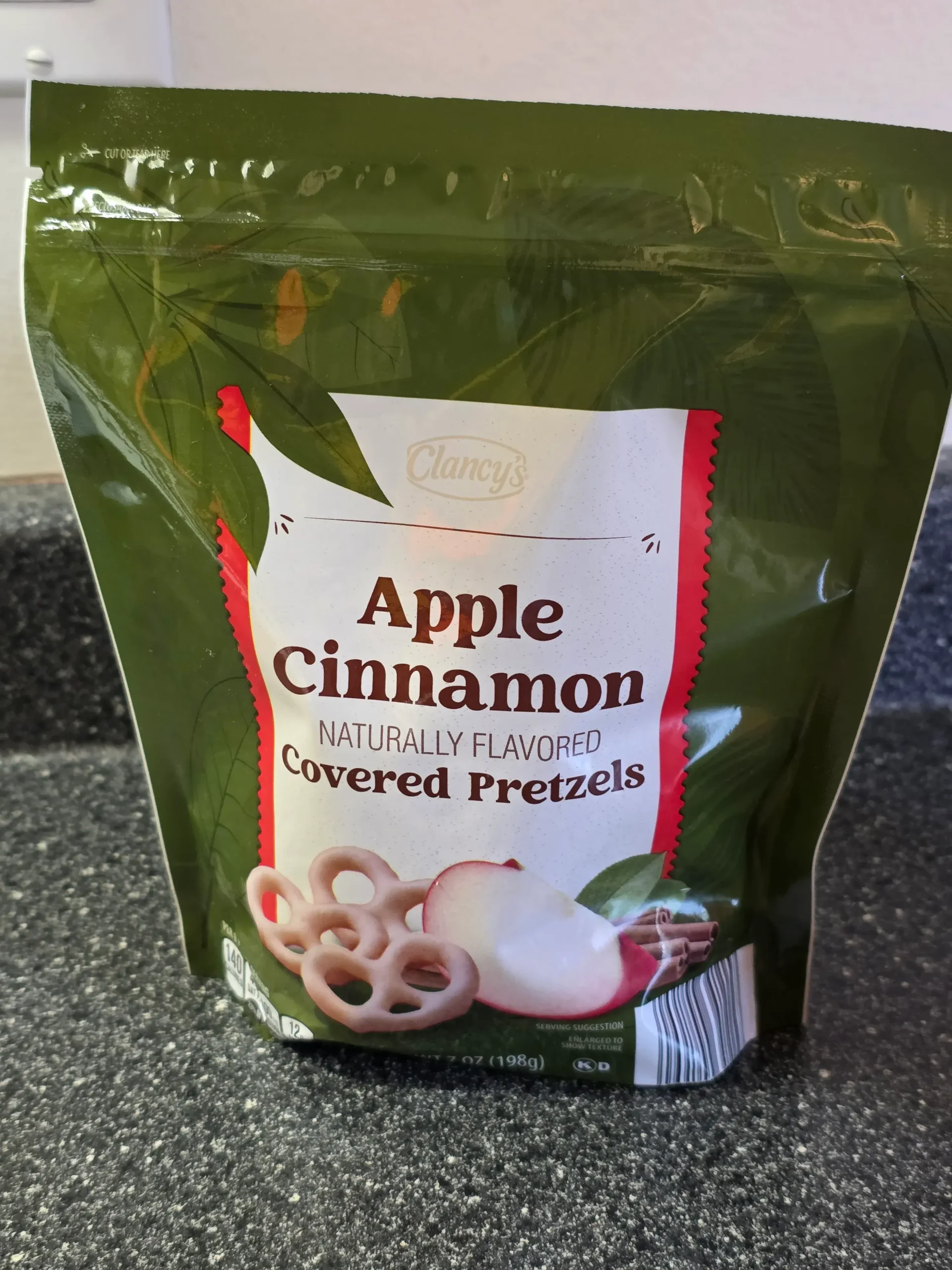 Clancy's Apple Cinnamon Covered Pretzels.