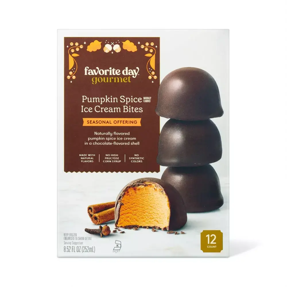 Target Favorite Day Gourmet Seasonal Offering Pumpkin Spice Ice Cream Bites.