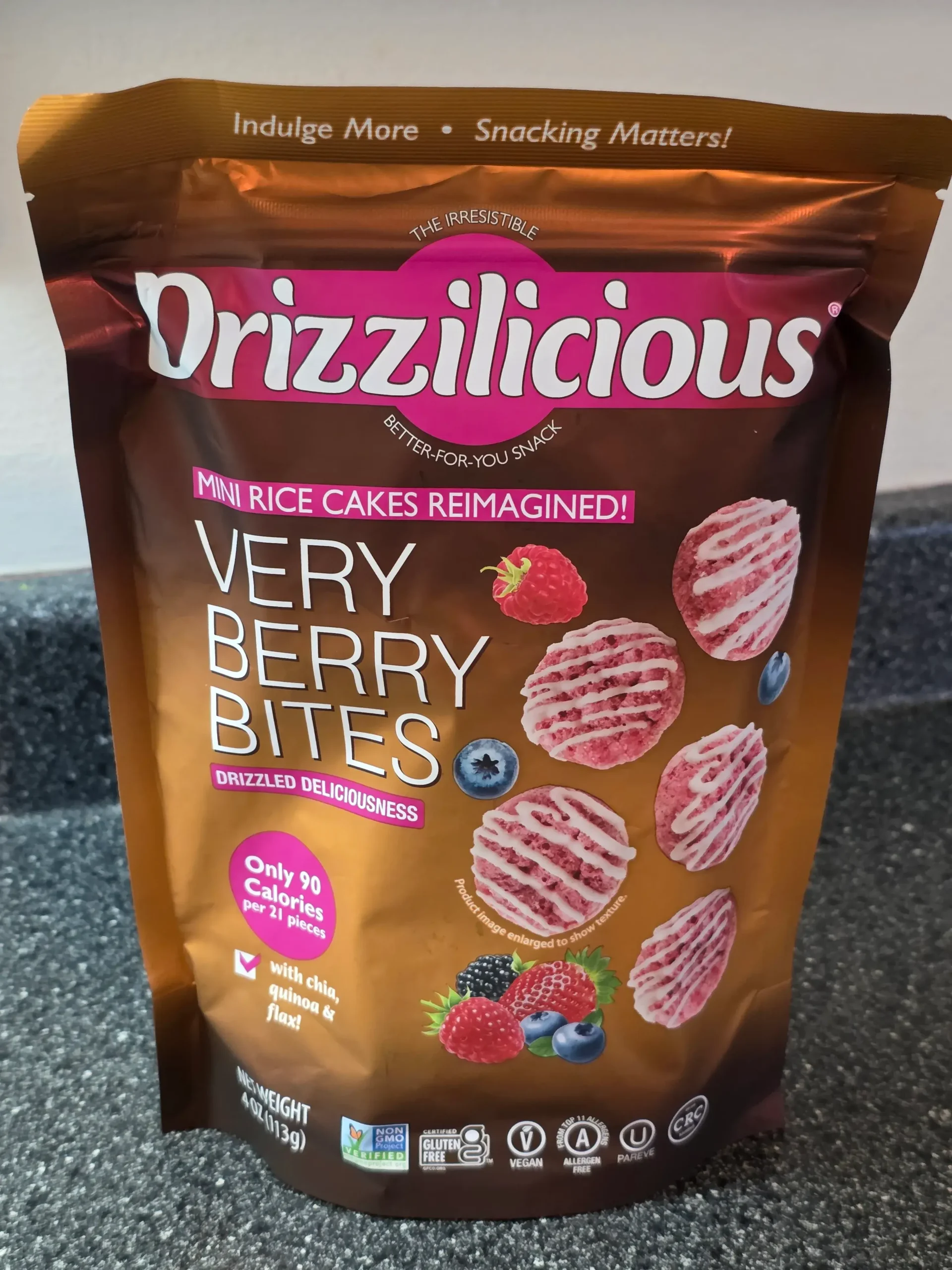 Drizzilicious Very Berry Bites Mini Rice Cakes.