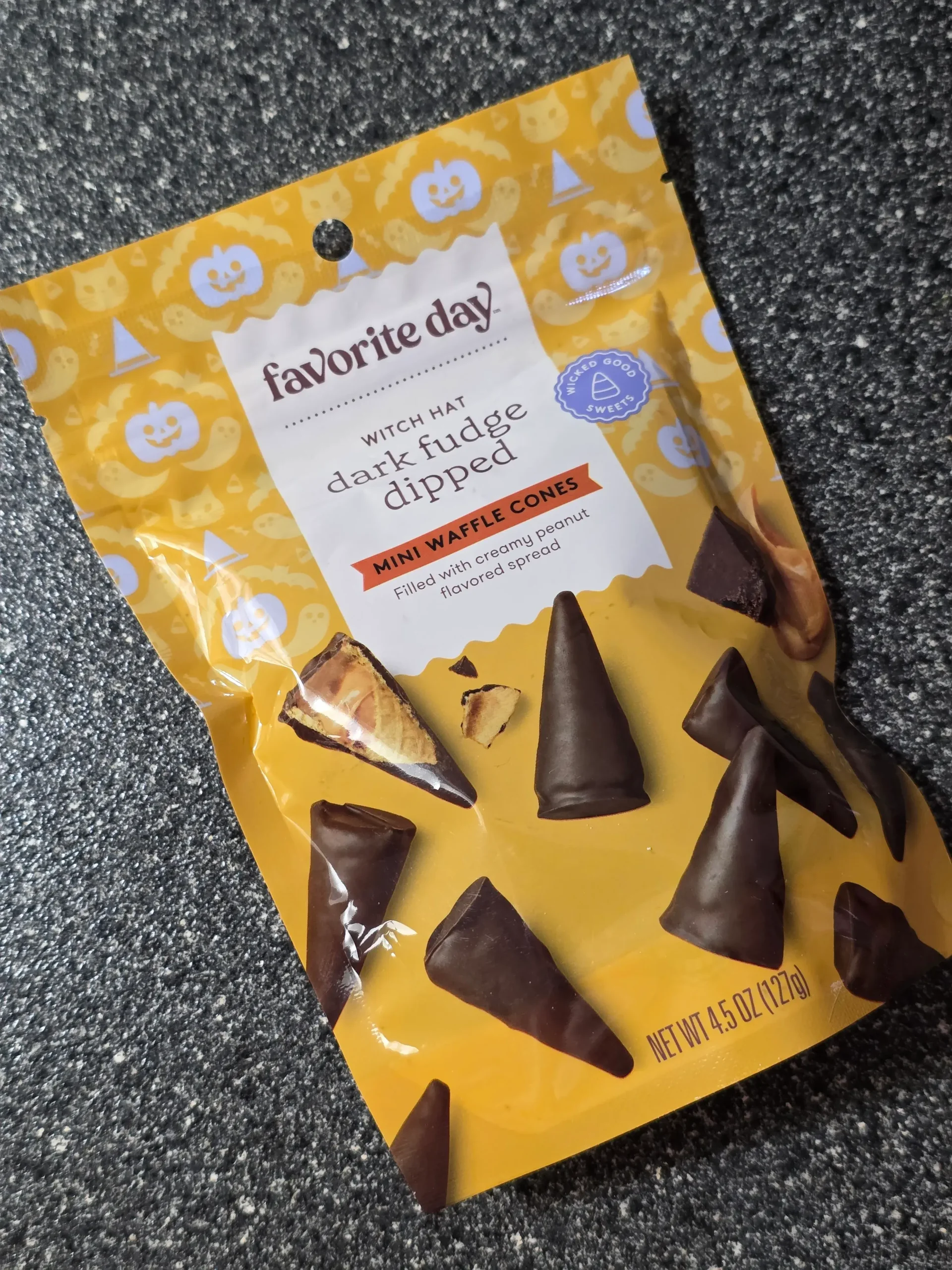Target Favorite Day Halloween Witches Hat Peanut Butter Filled Mini Waffle Cones.