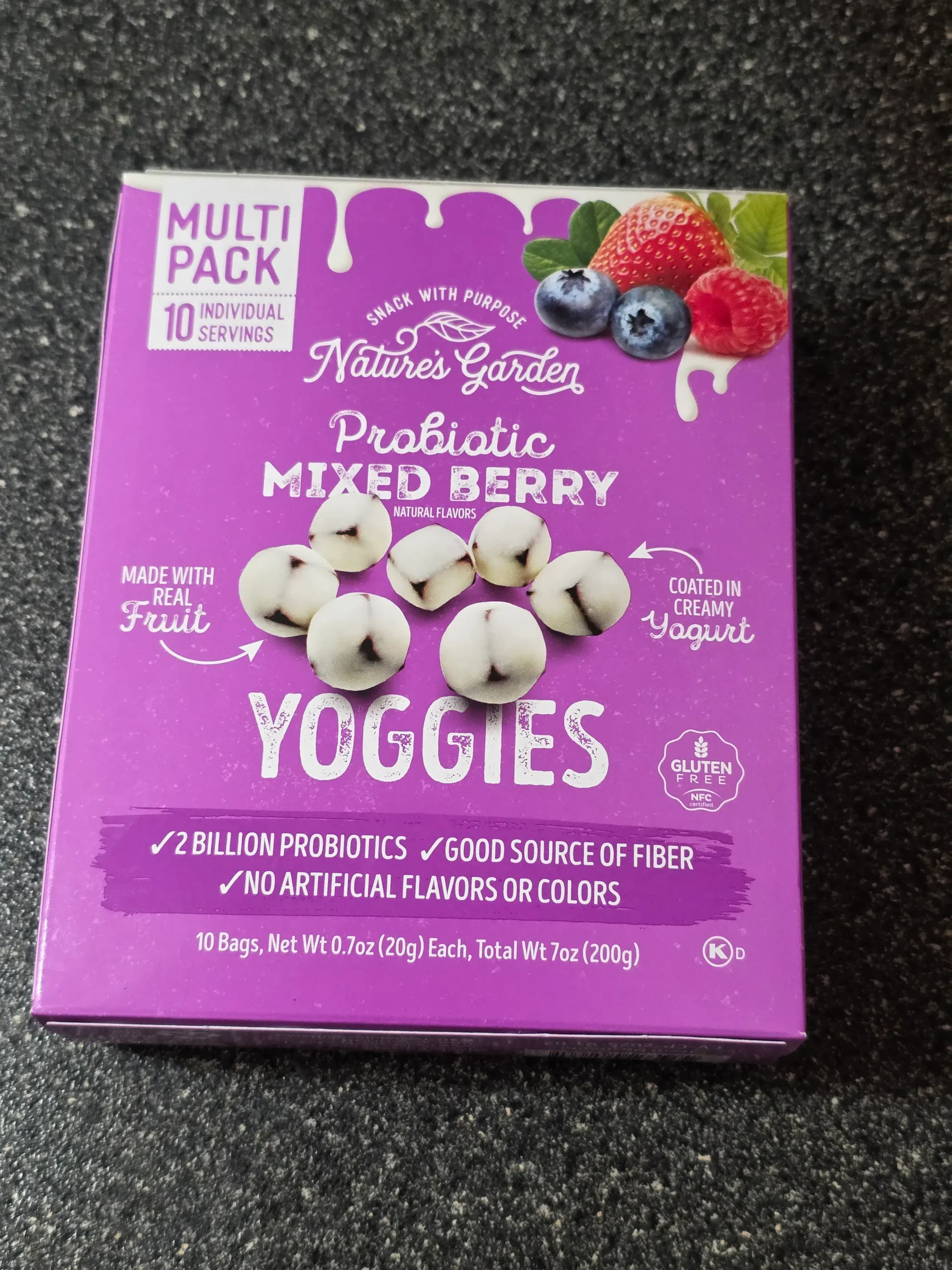 Nature's Garden Probiotic Mixed Berry Yoggies.