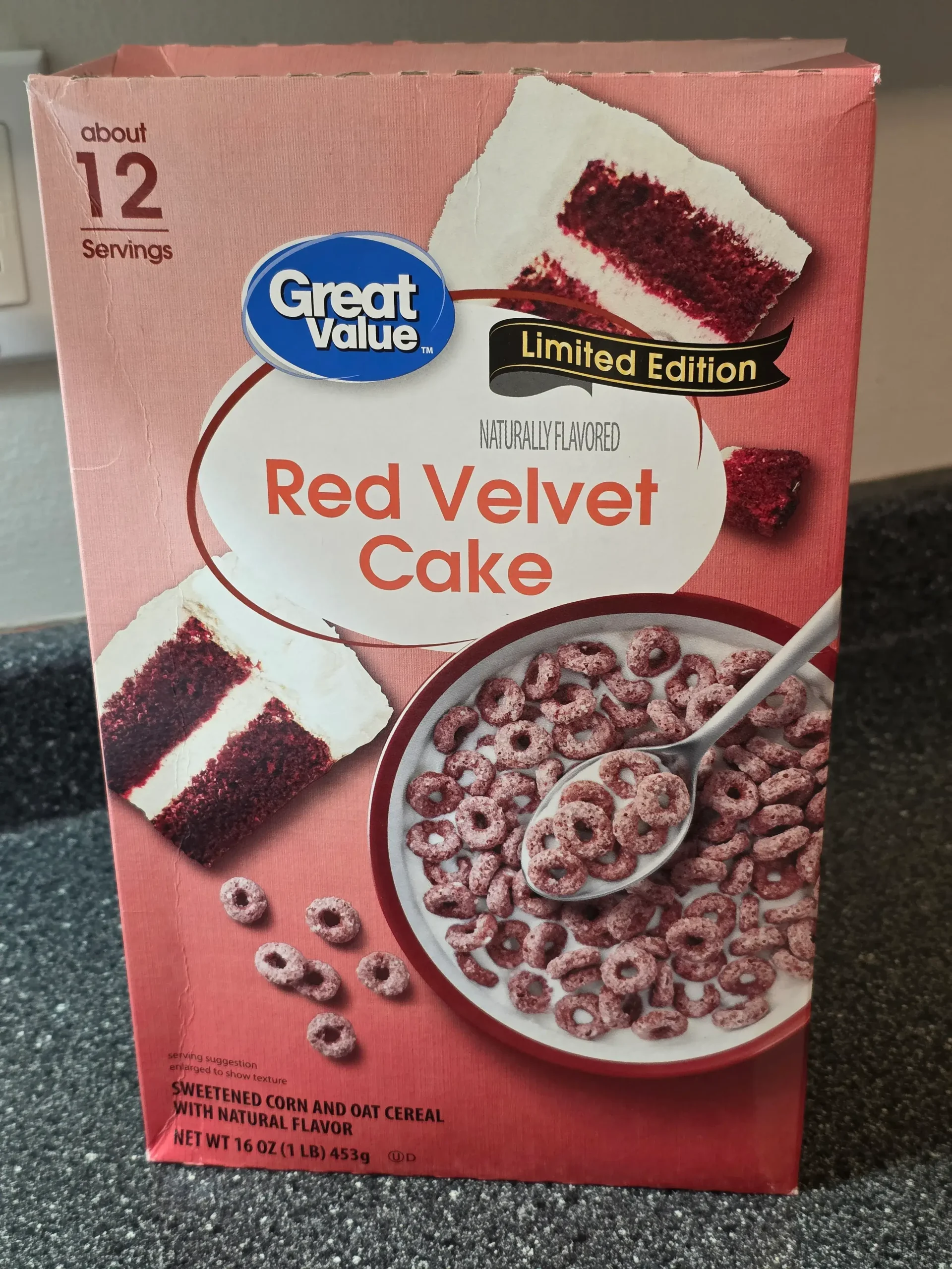 Walmart Great Value Limited Edition Red Velvet Cake Cereal.