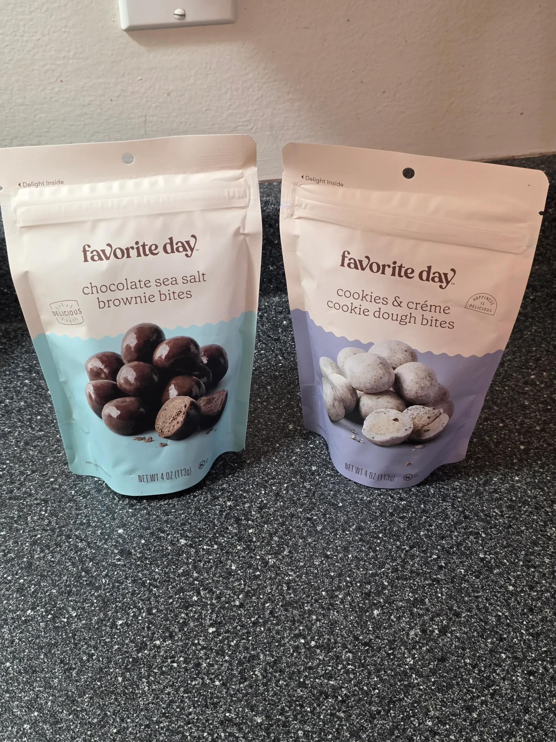 Target Favorite Day Chocolate Sea Salt Brownie Bites, and Cookies & Creme Cookie Dough Bites.
