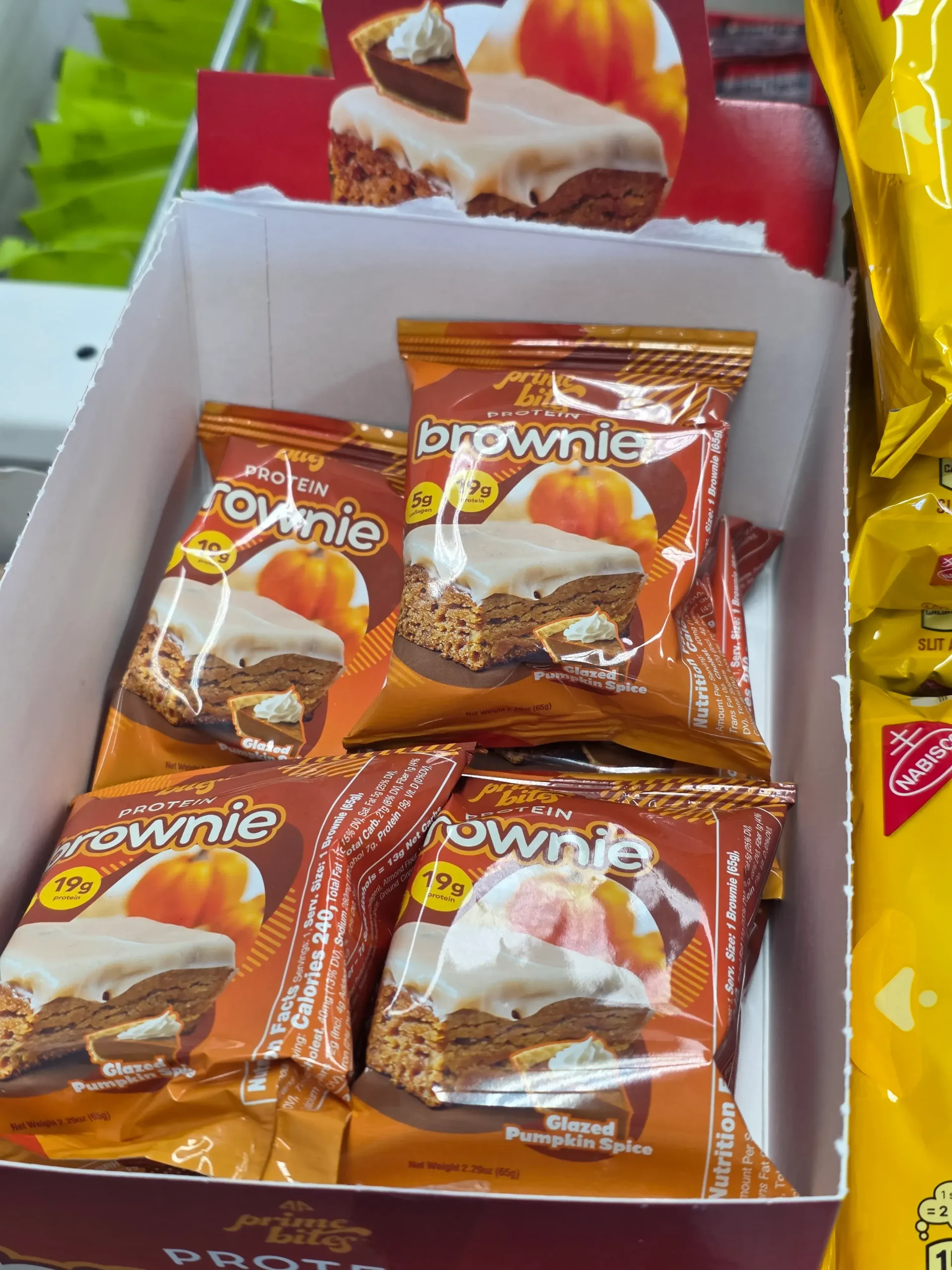 Prime Bites Glazed Pumpkin Spice Protein Brownie.