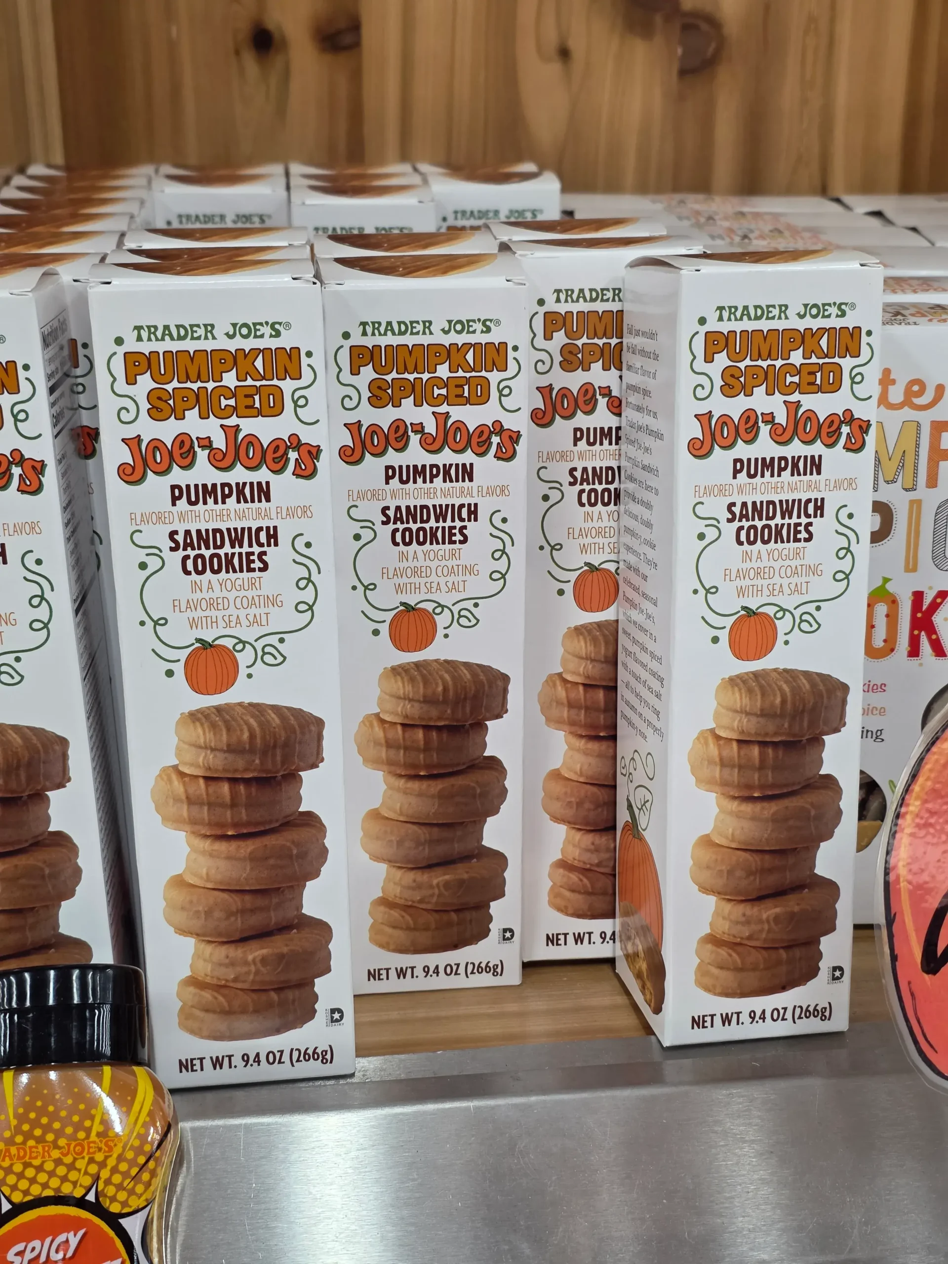 Trader Joe's Pumpkin Spiced Joe-Joe's Sandwich Cookies.