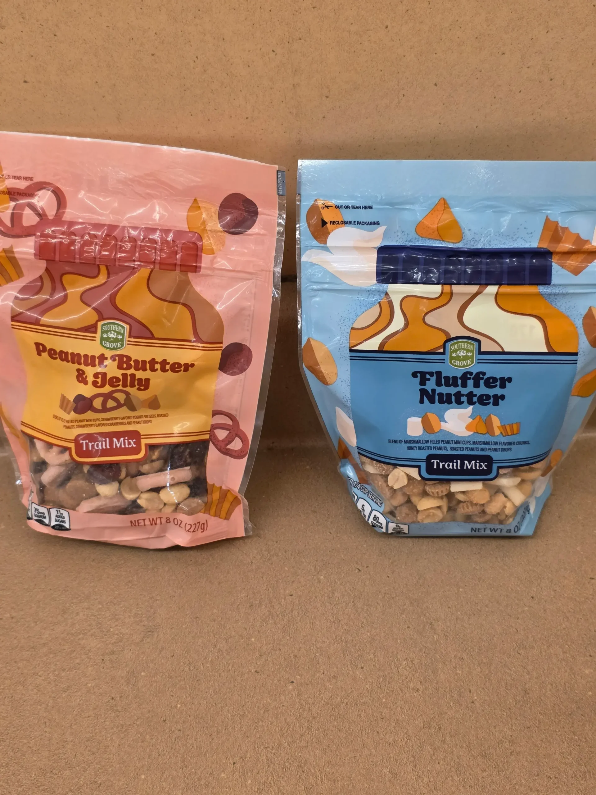 Southern Grove Fluffer Nutter and Peanut Butter & Jelly Trail Mix.