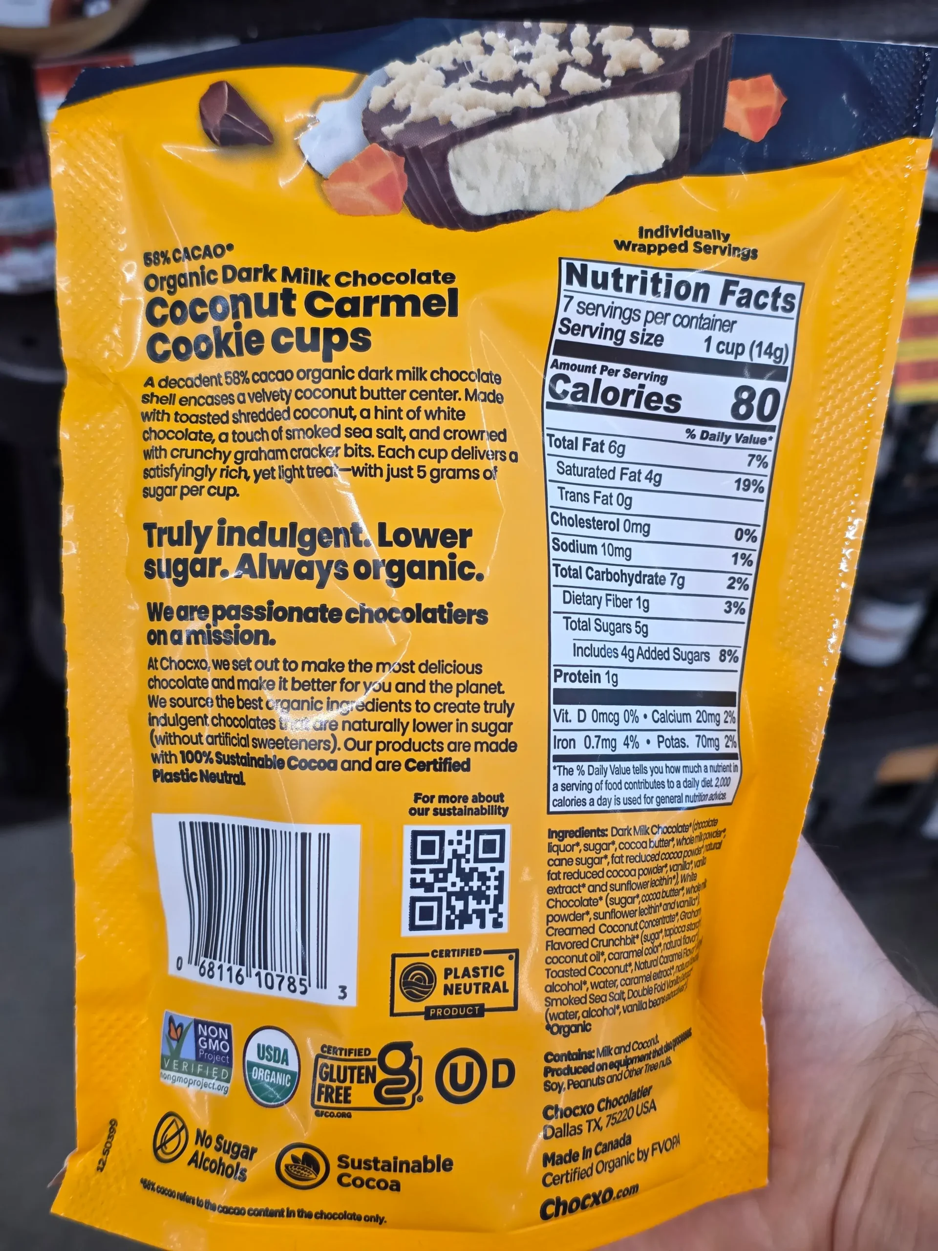 Chocxo Dark Milk Chocolate Coconut Caramel Cookie Cups