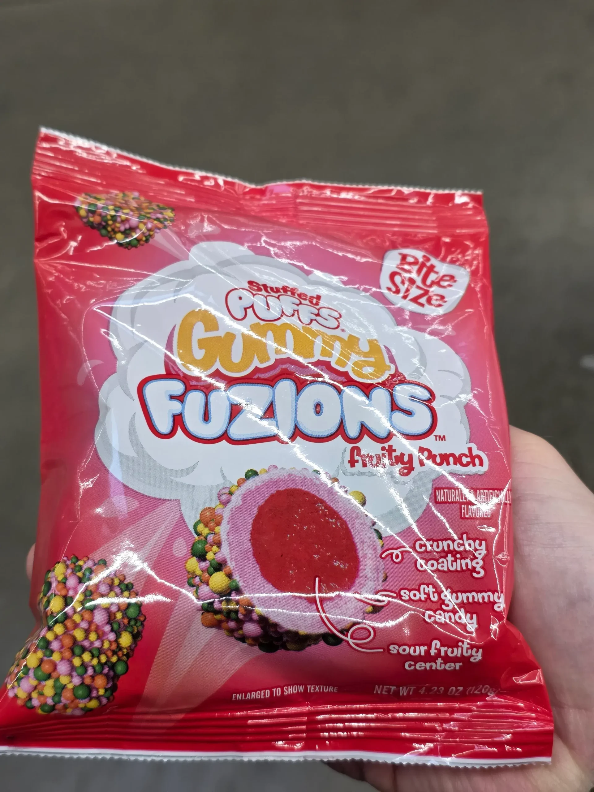 Stuffed Puffs Gummy Fuzions Fruity Punch.