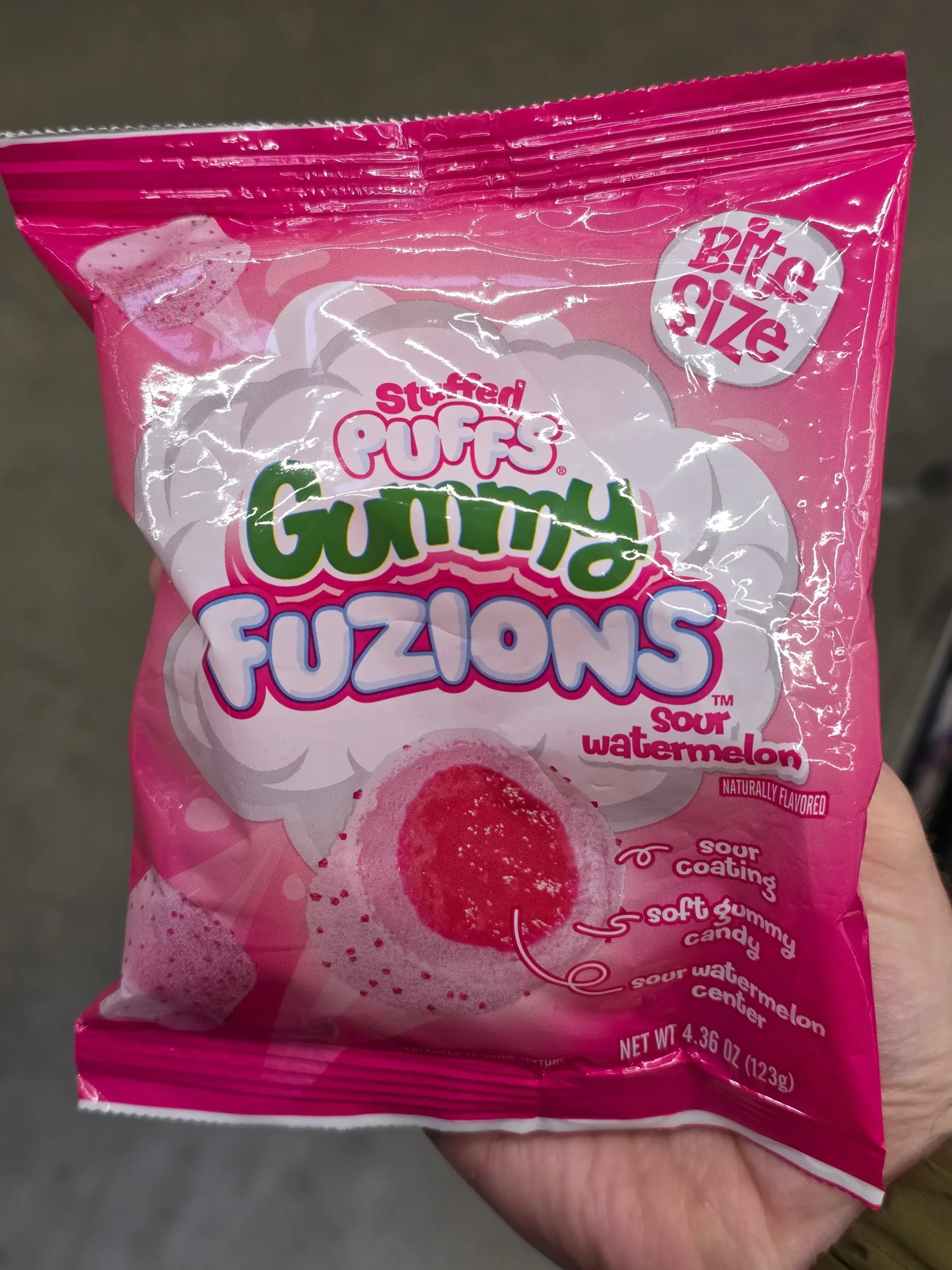 Stuffed Puffs Gummy Fuzions Sour Watermelon.