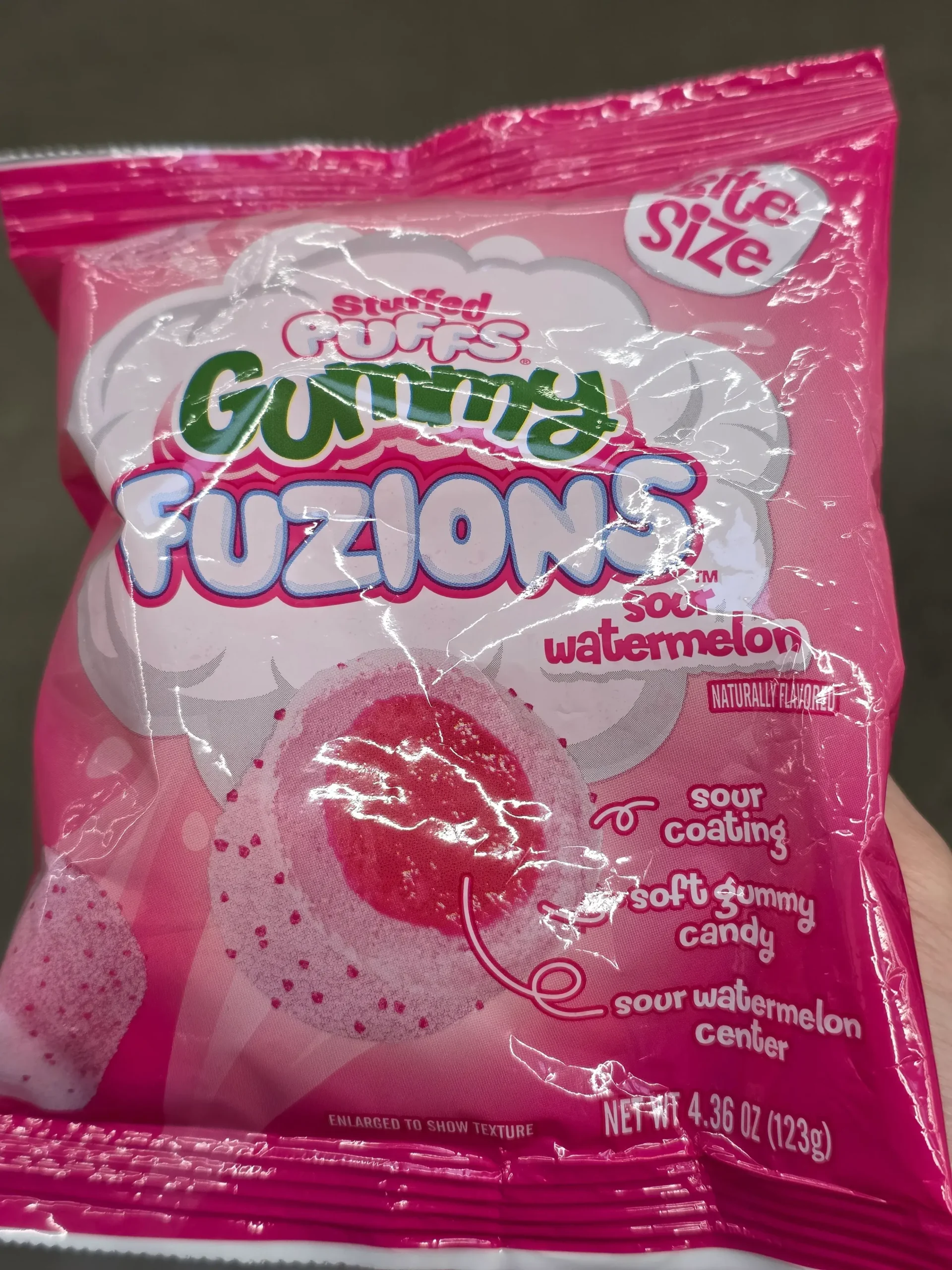 Stuffed Puffs Gummy Fuzions Sour Watermelon.