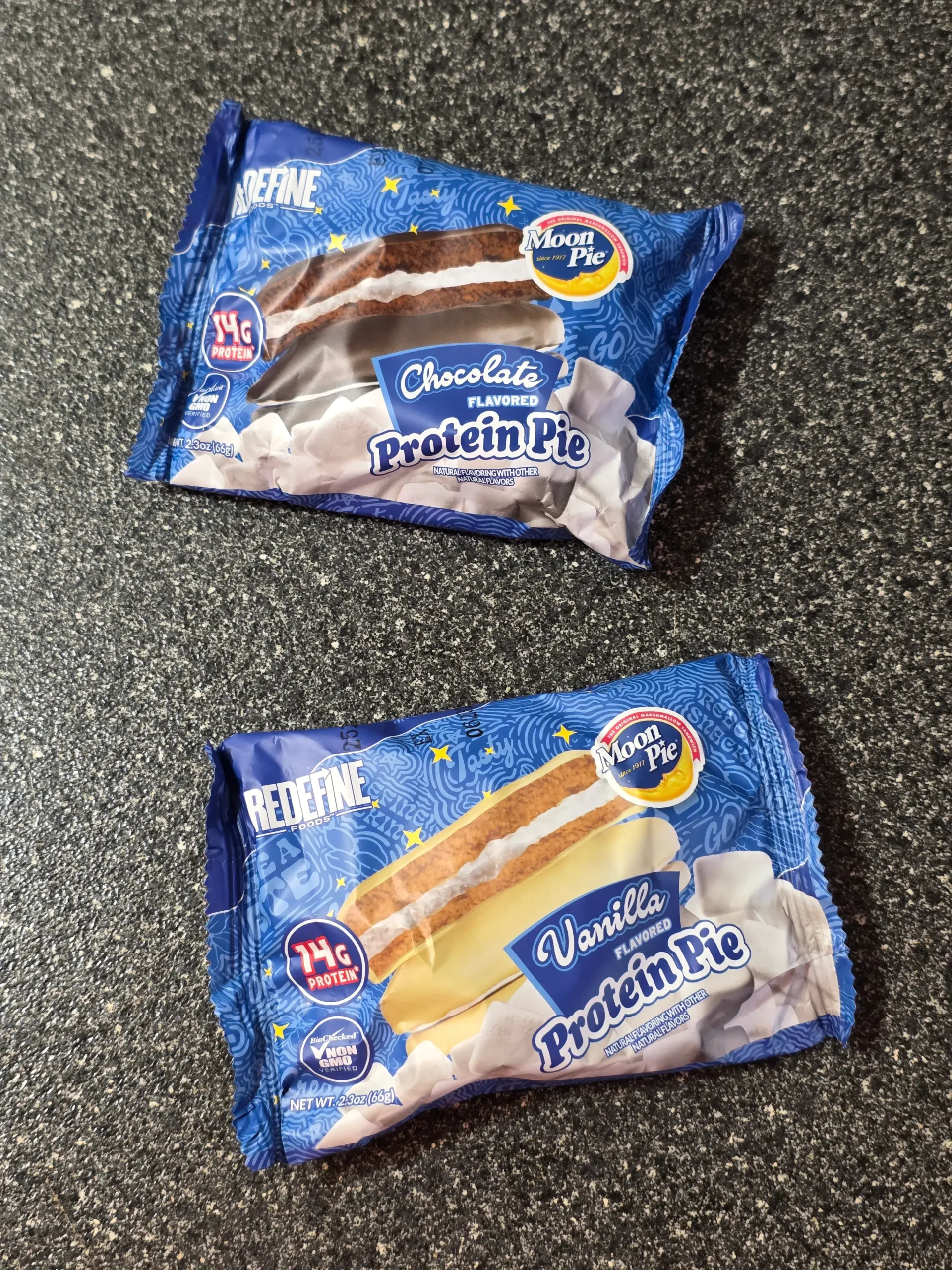 Redefine Foods Chocolate and Vanilla Flavored Protein Pie.