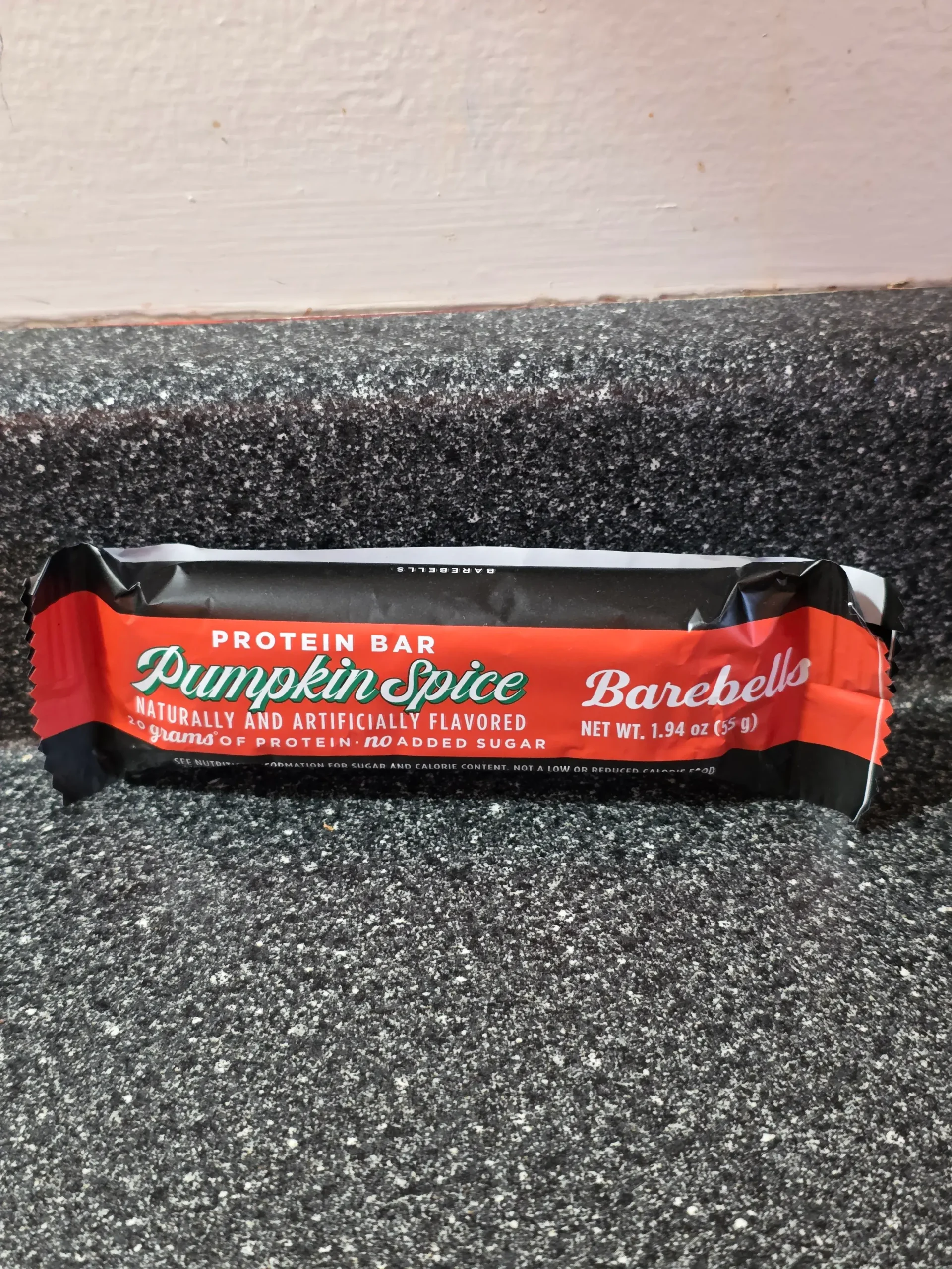 Barebells Pumpkin Spice Protein Bar.