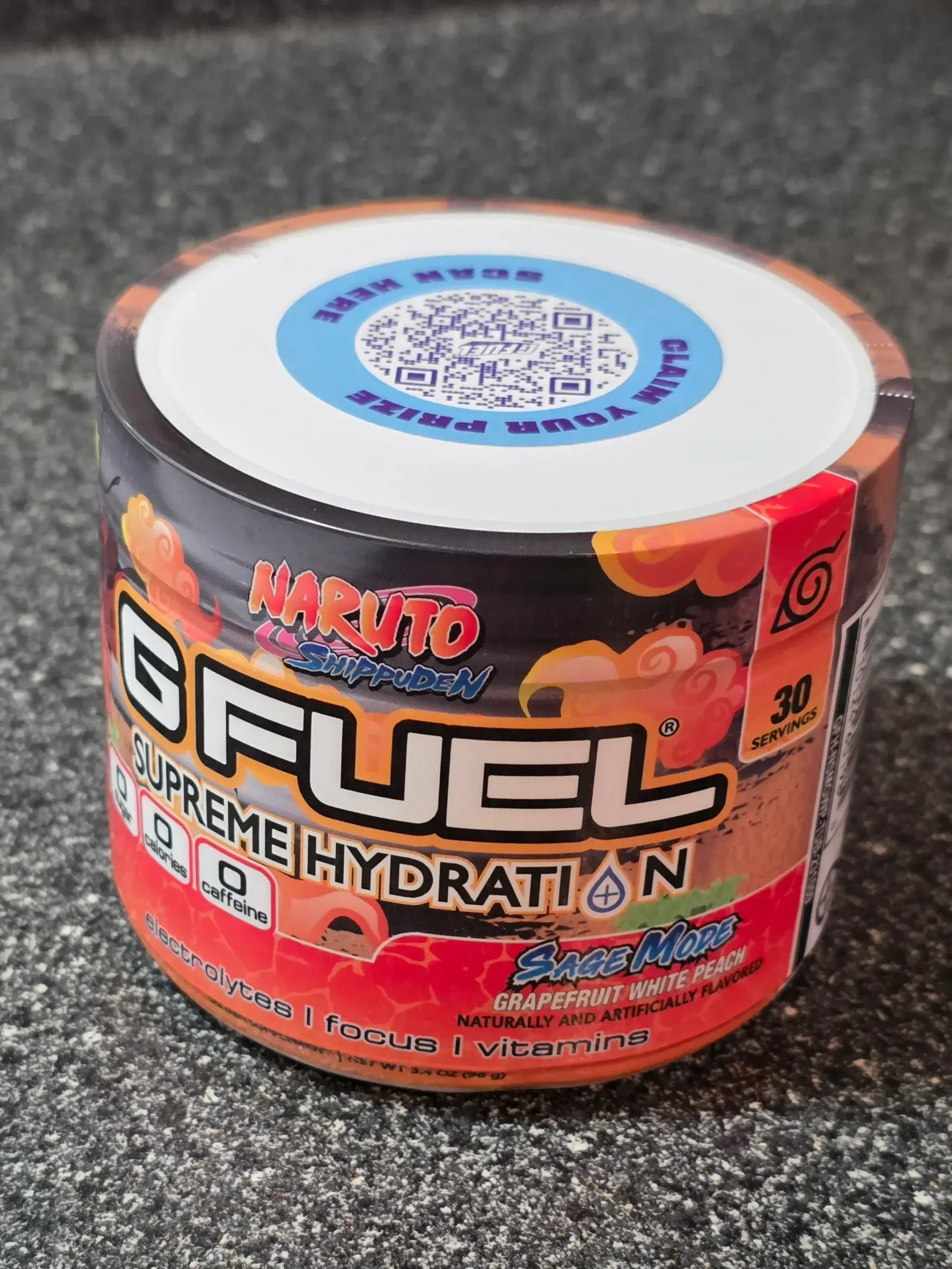 G Fuel Supreme Hydration Naruto Shippuden Sage Mode Grapefruit White Peach.