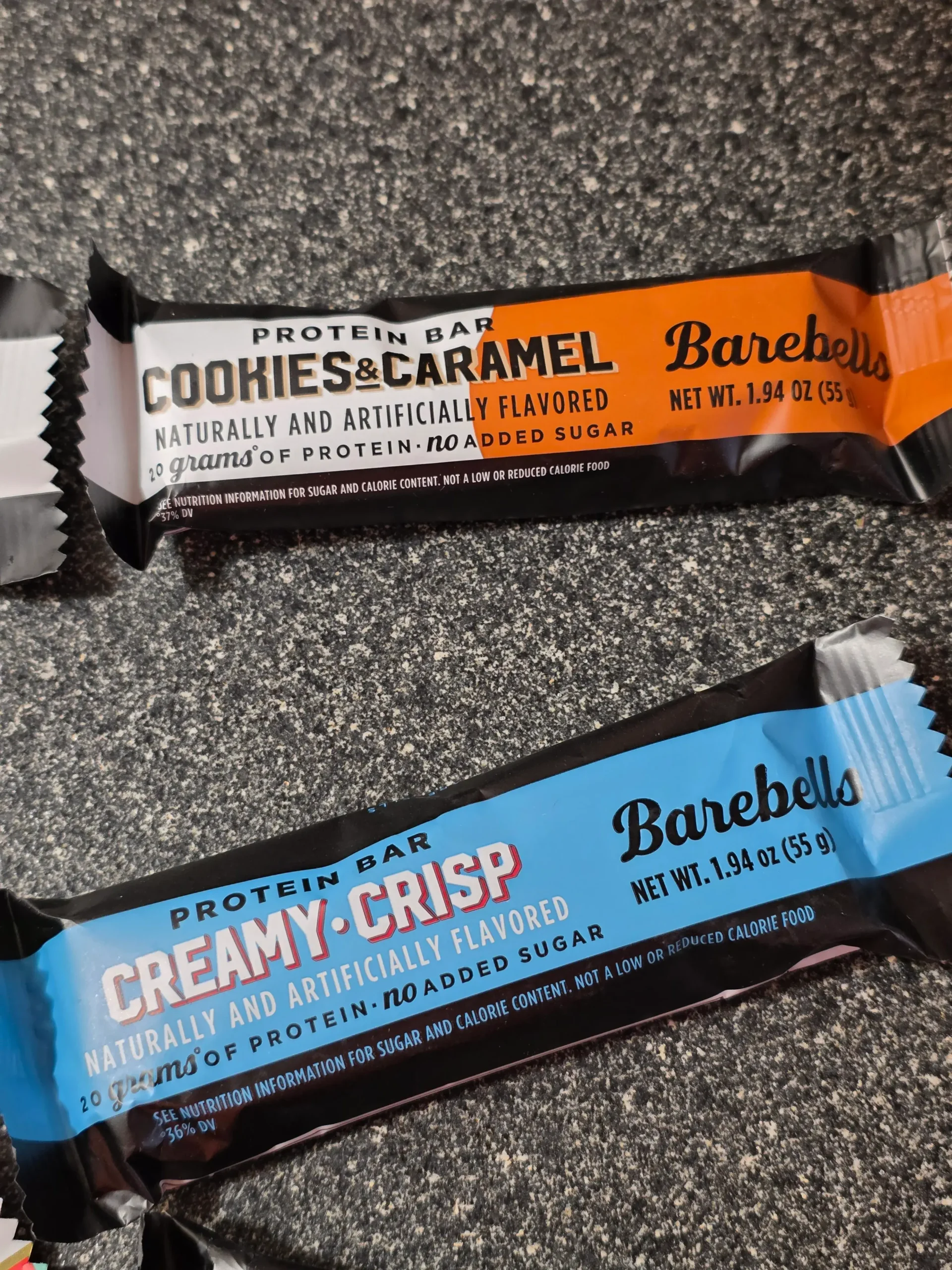 Barebells Protein Bars: Cookies & Cream, Peppermint Bark, Cookies & Caramel, Creamy Crisp, and Caramel Cashew.