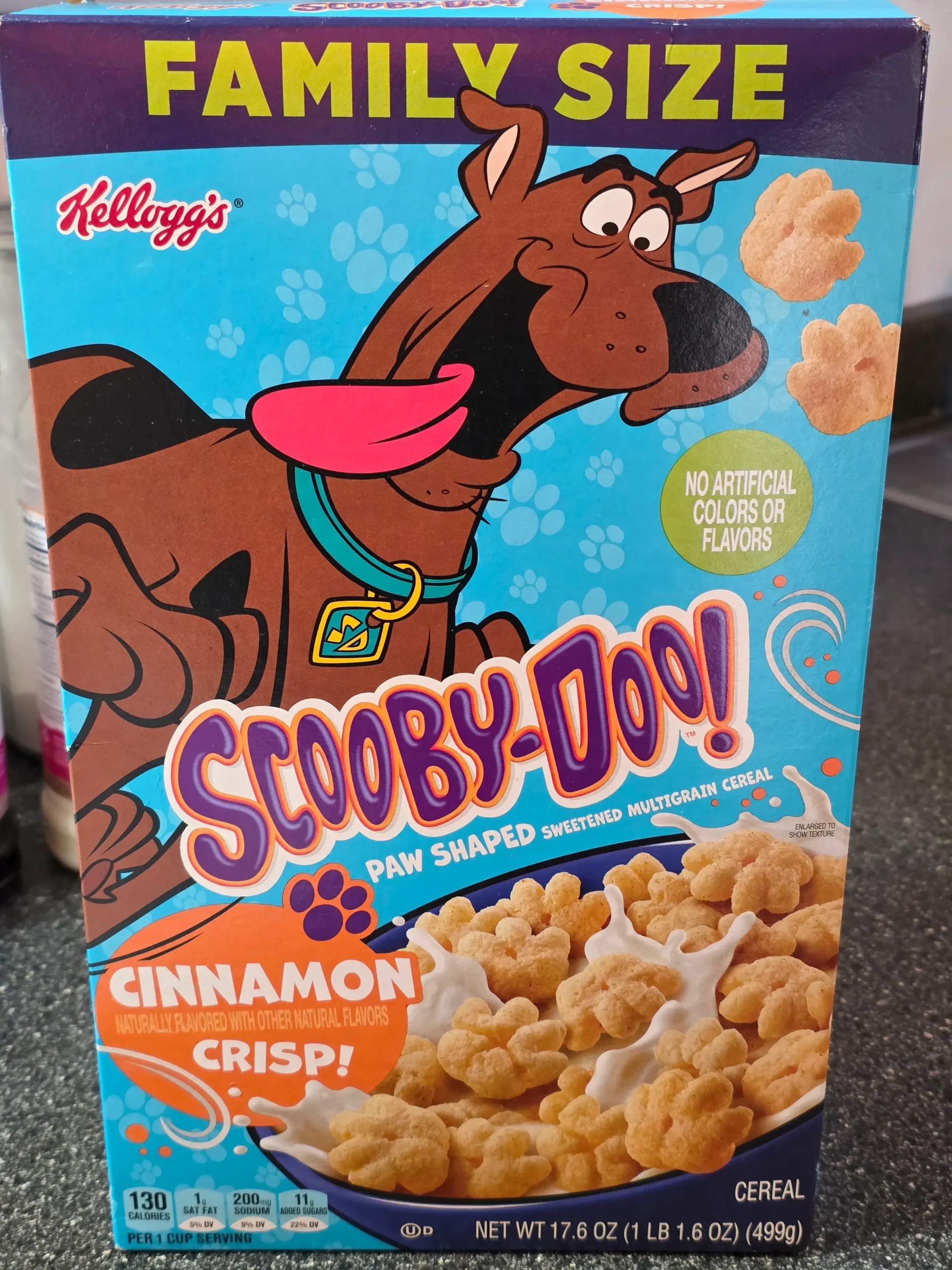 Kellogg's Scooby Doo Cinnamon Crisp Cereal.