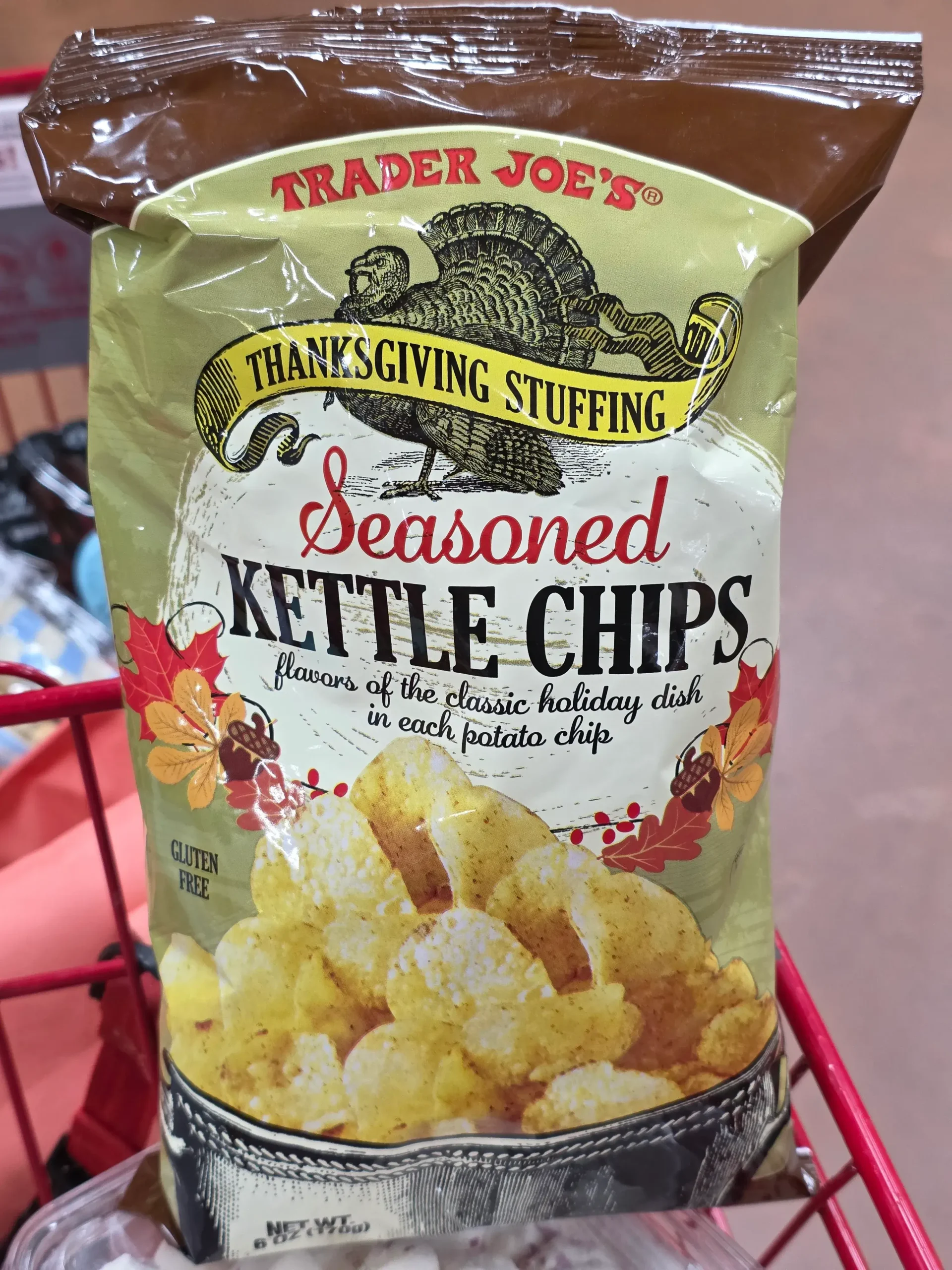 Trader Joe's Thanksgiving Stuffing Seasoned Kettle Chips.