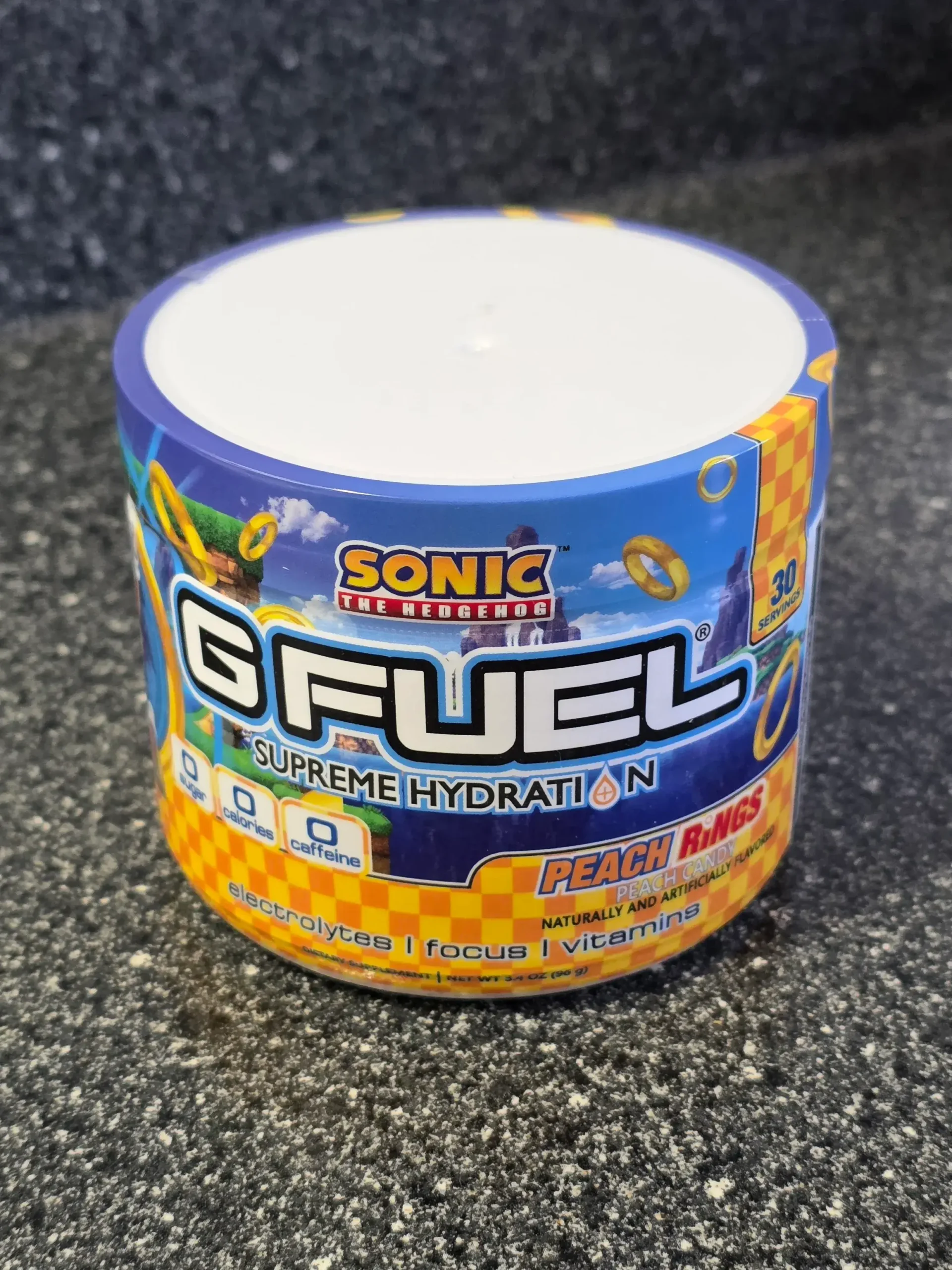 G Fuel Supreme Hydration Sonic the Hedgehog Peach Rings.