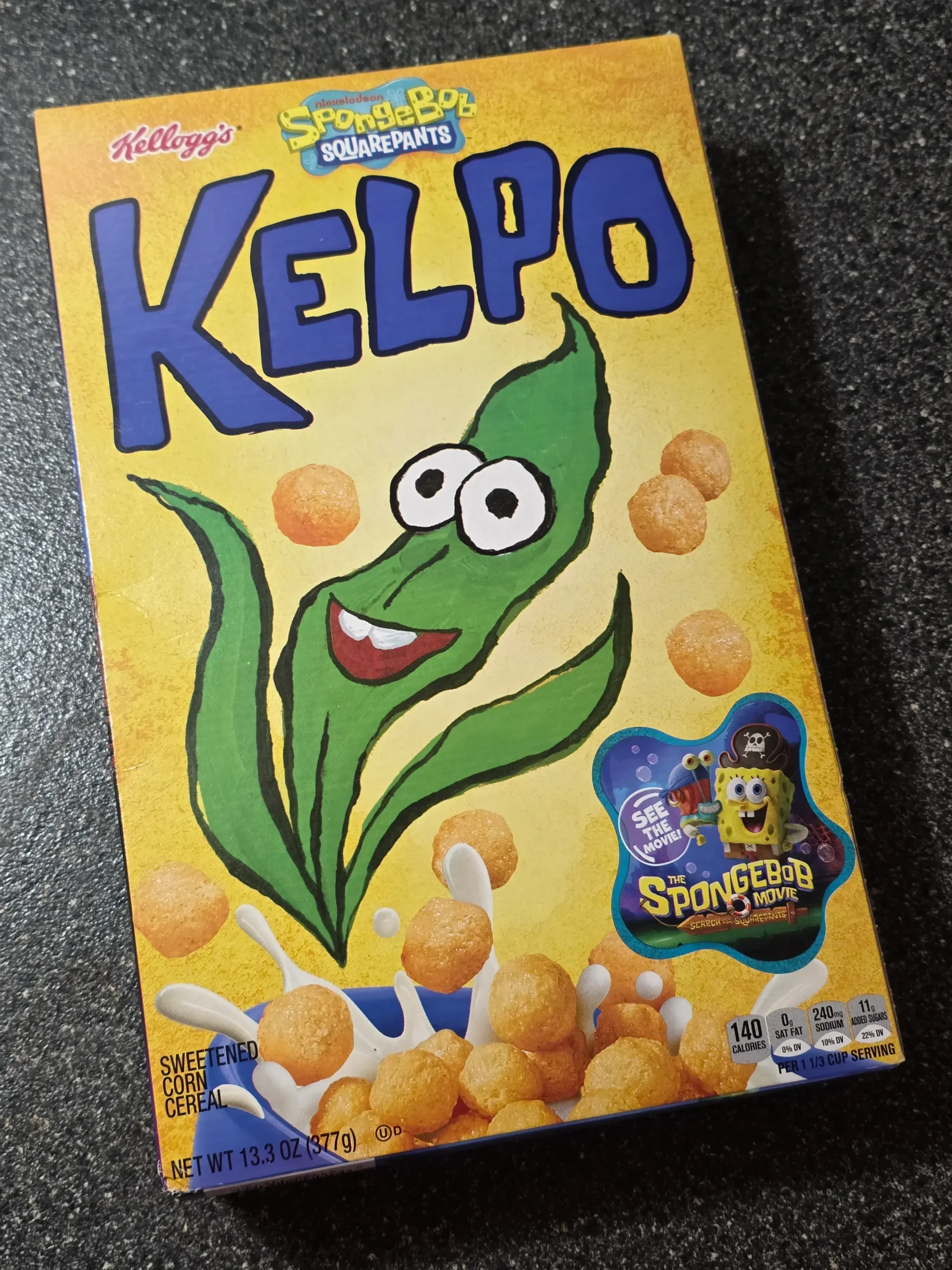Kellogg's The SpongeBob Movie Search for SquarePants Kelpo Cereal.