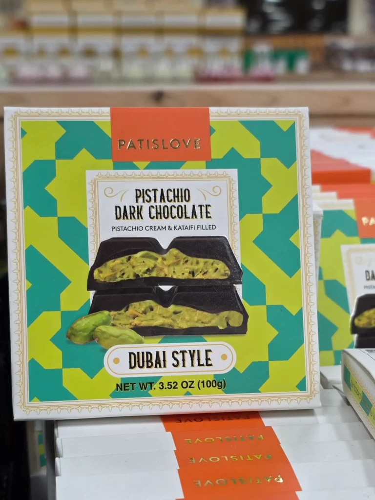 Patislove Pistachio Dark Chocolate Dubai Style Chocolate Bar.