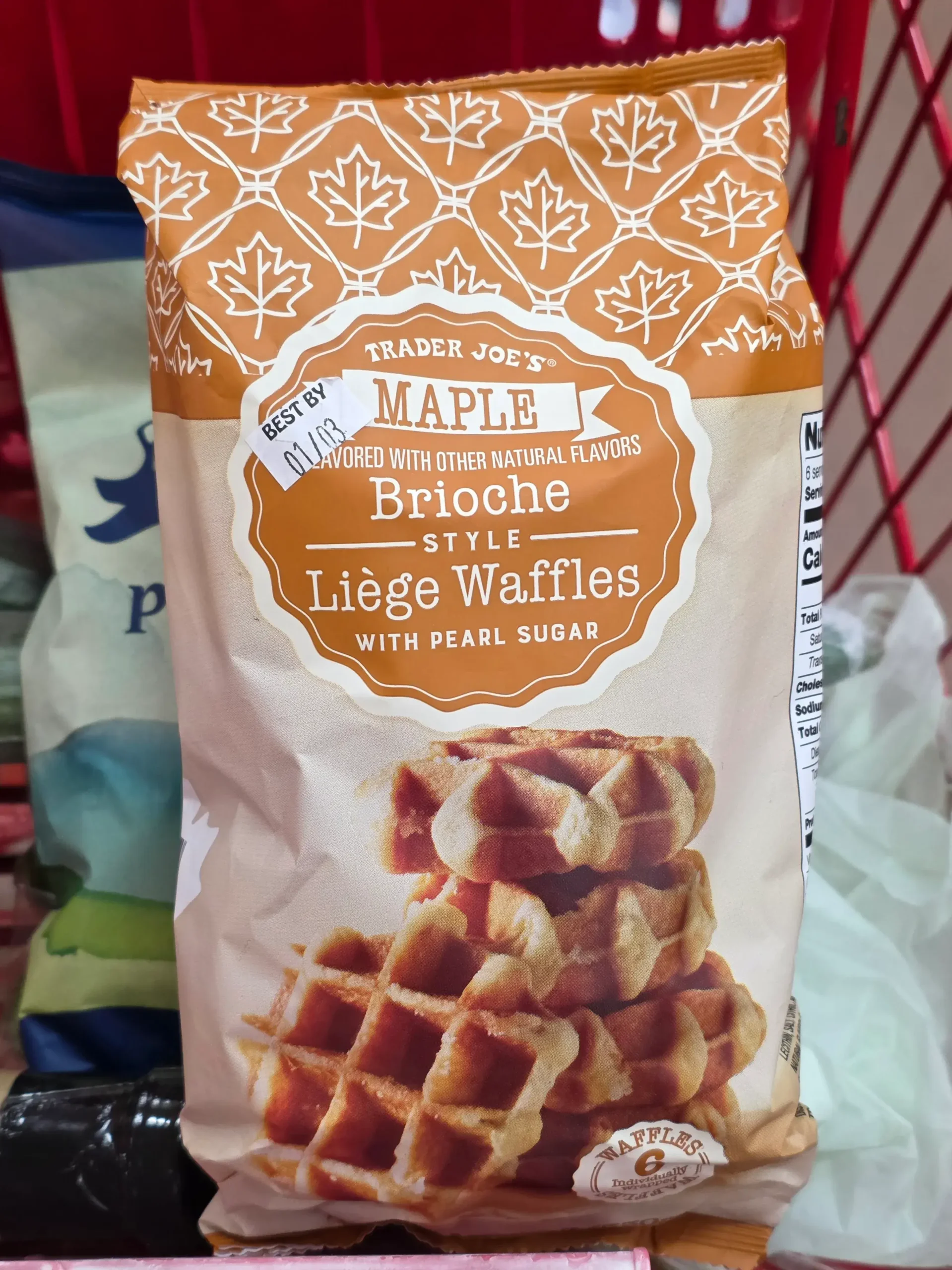 Trader Joe's Maple Brioche Style Liege Waffles with Pearl Sugar.