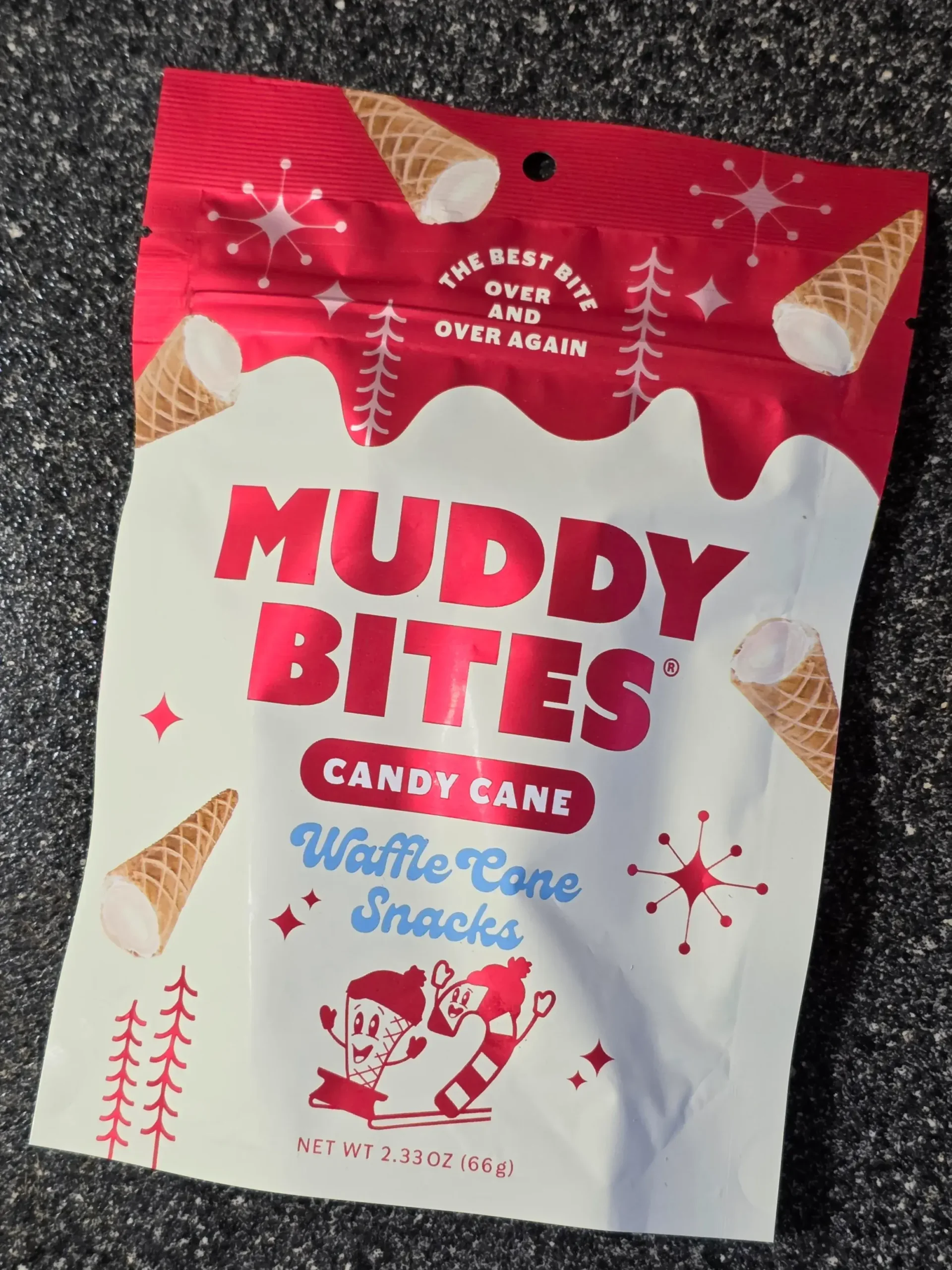 Muddy Bites Candy Cane Filled Waffle Cone Snacks.