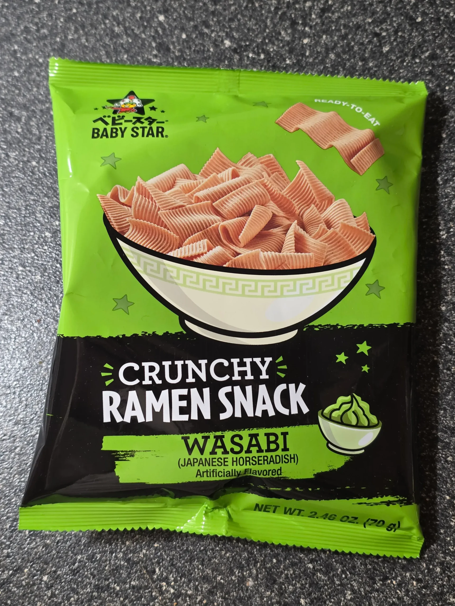 Baby Star Crunchy Ramen Snack Wasabi.