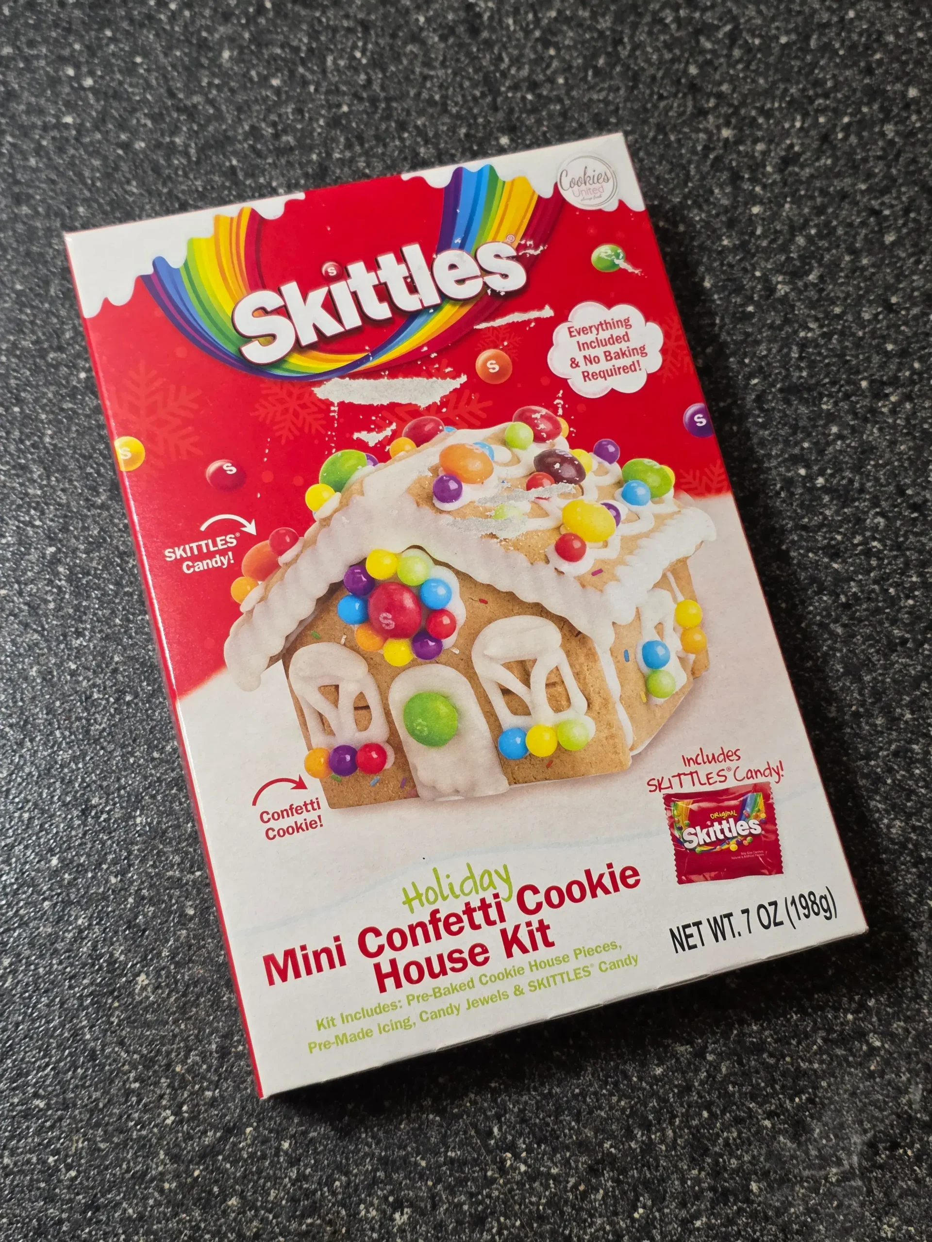 Cookies United Skittles Holiday Confetti Cookie House Kit.