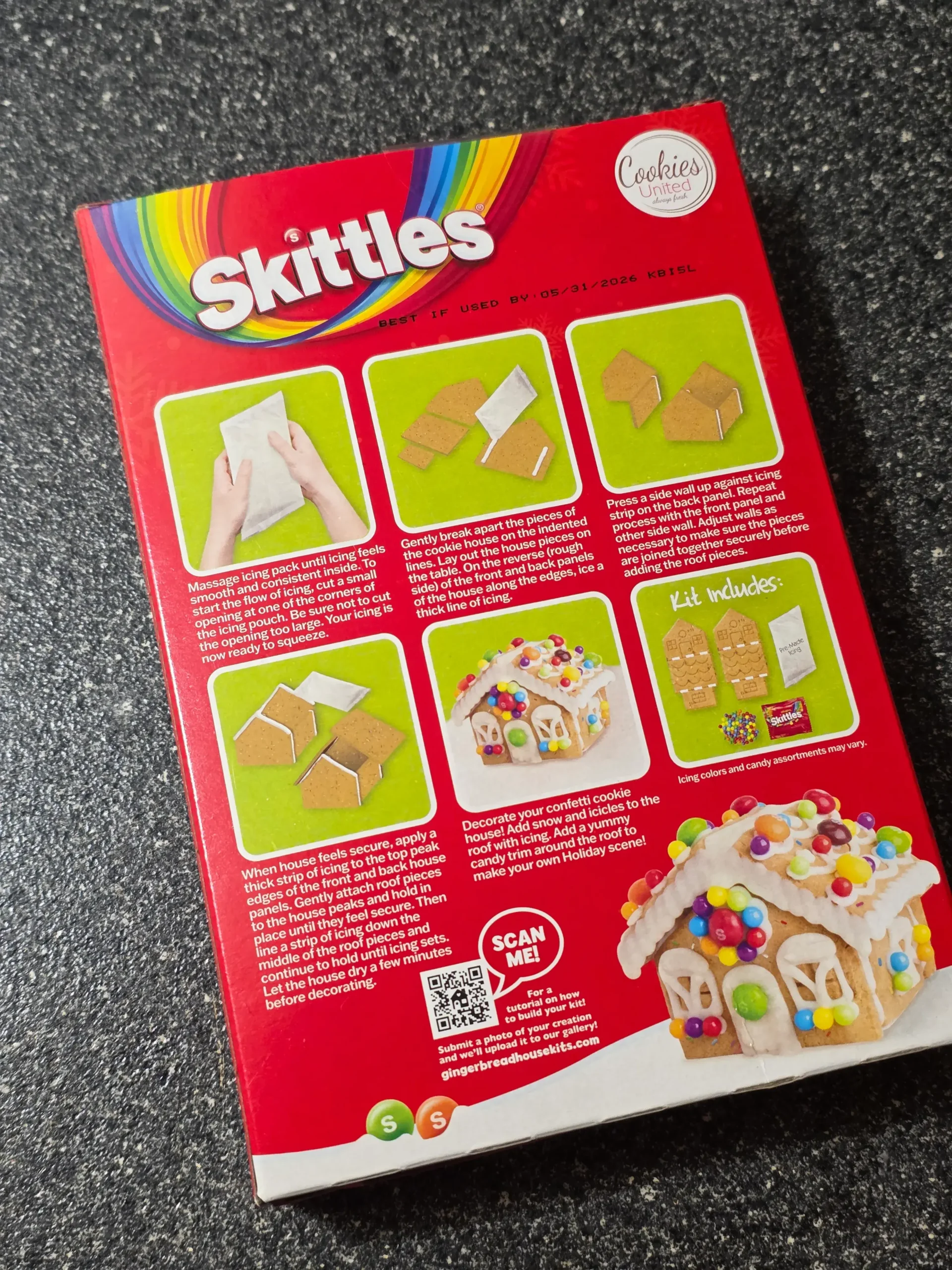 Cookies United Skittles Holiday Confetti Cookie House Kit.