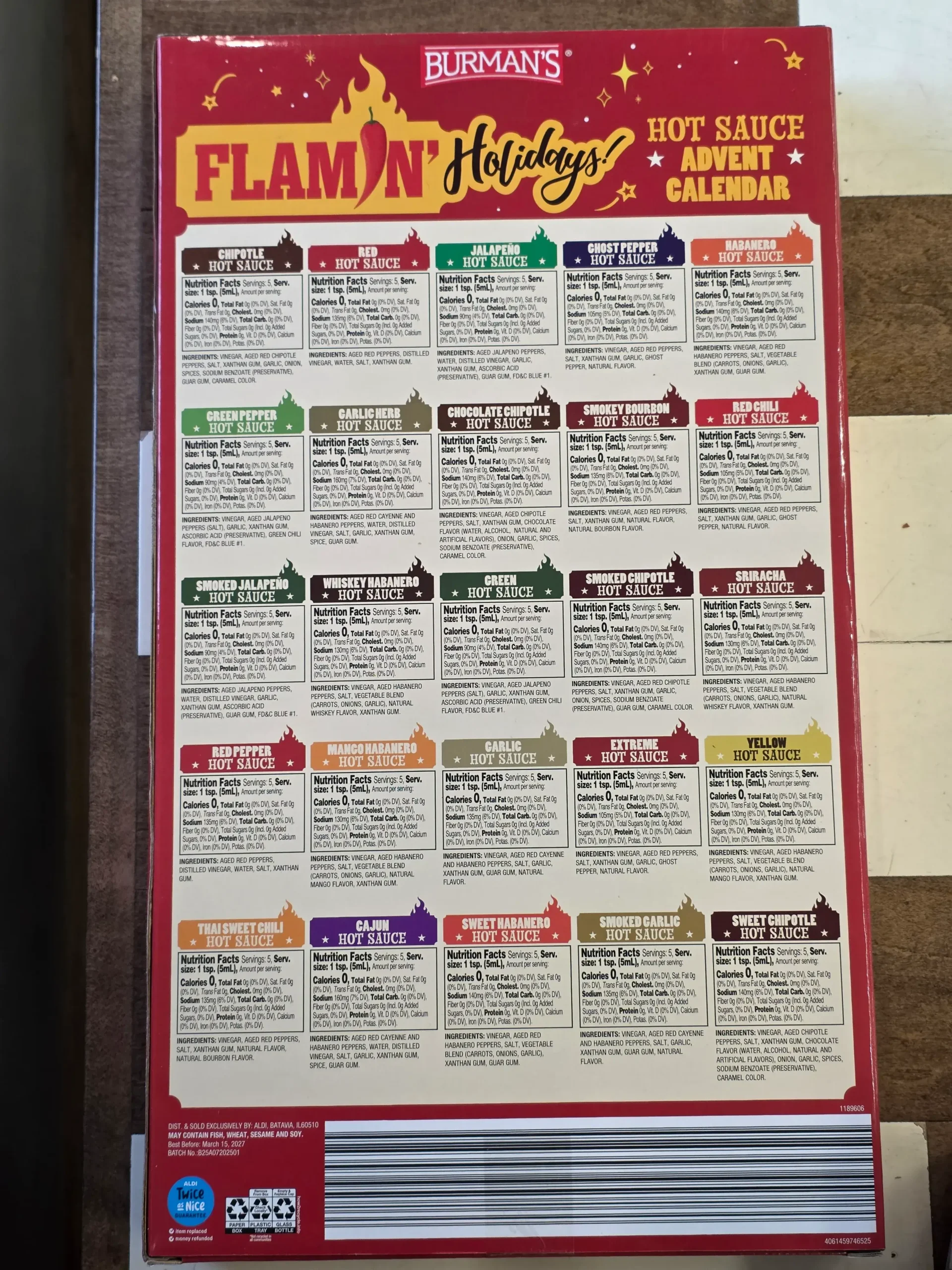 Burman's Flamin' Holidays Hot Sauce Advent Calendar.
