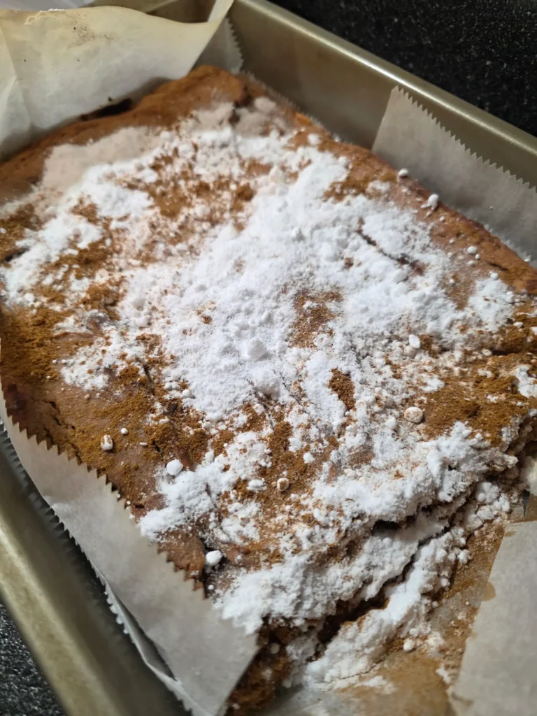 Low Calorie, Flourless, Sugarless Pumpkin Chocolate Chunk Cake.