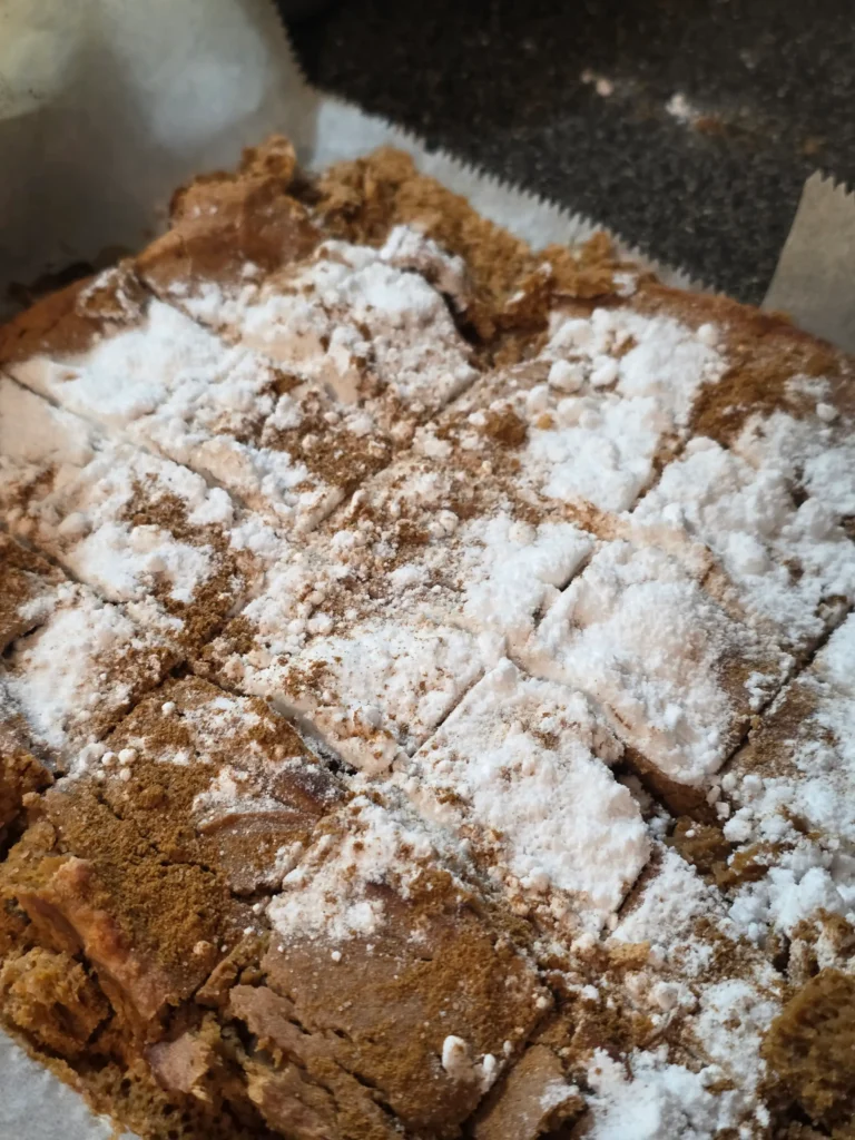 Low Calorie, Flourless, Sugarless Pumpkin Chocolate Chunk Cake.