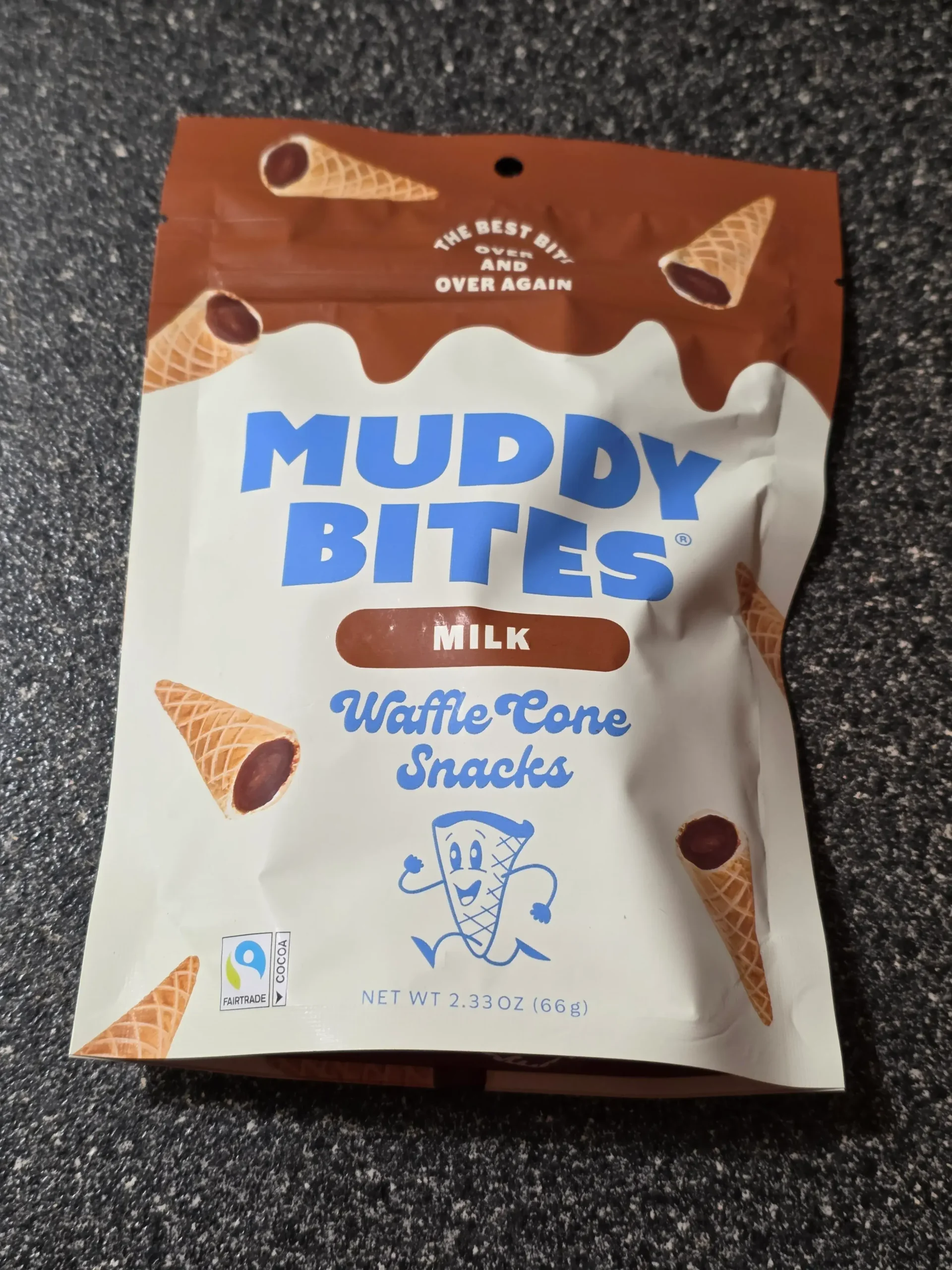Muddy Bites Milk Chocolate Waffle Cones.
