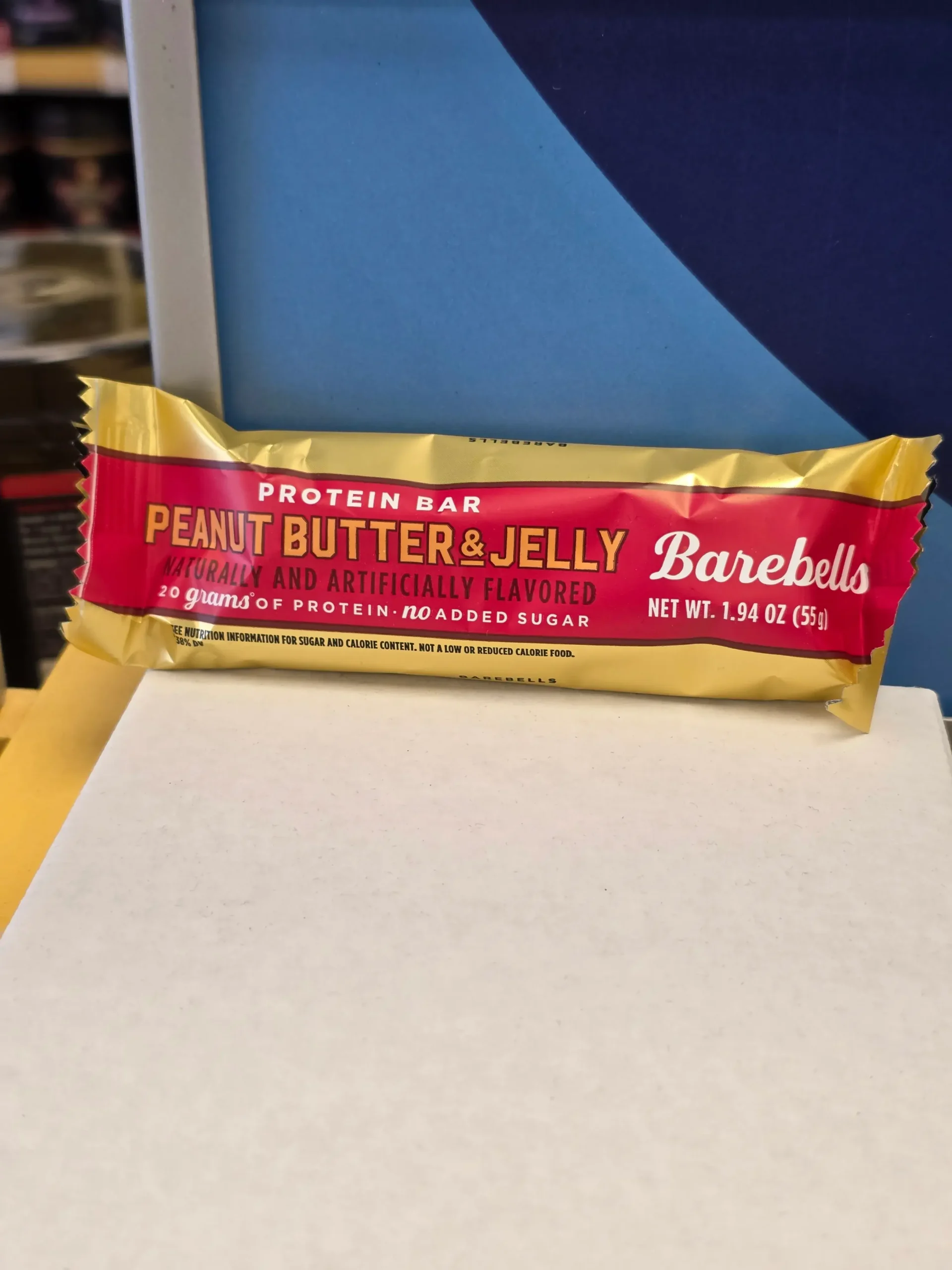 Barebells Peanut Butter & Jelly protein bar.