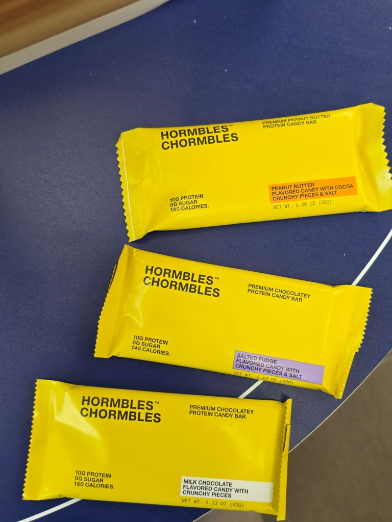 Hormbles Chrombles Milk Chocolate, Salted Fudge, and Peanut Butter.