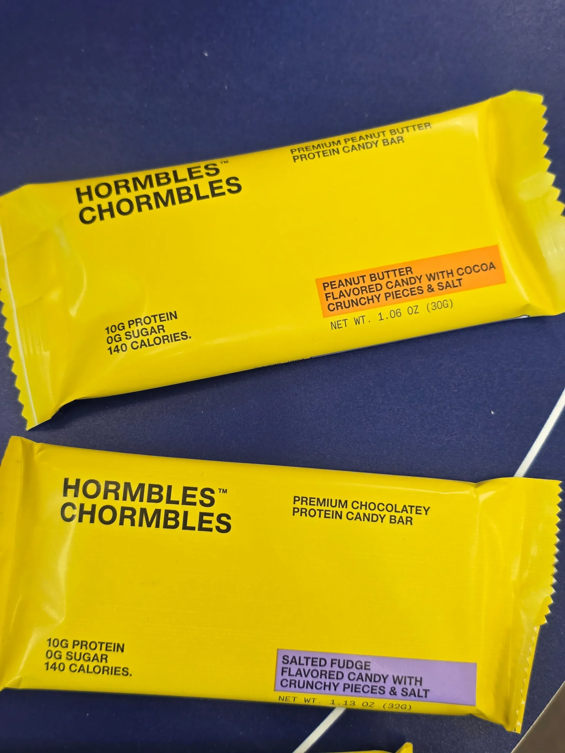 Hormbles Chrombles Milk Chocolate, Salted Fudge, and Peanut Butter.