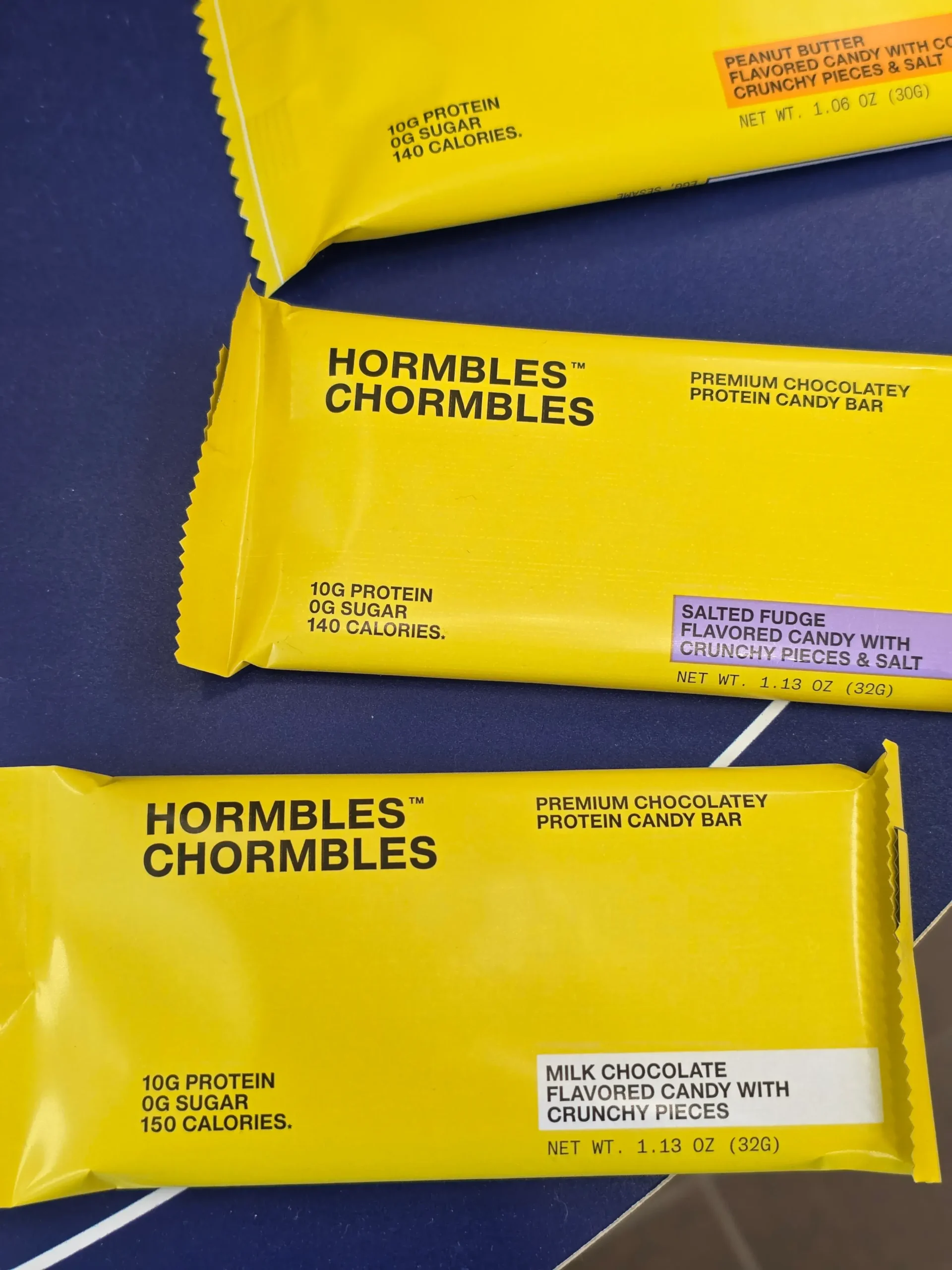 Hormbles Chormbles Milk Chocolate, Salted Fudge, and Peanut Butter.