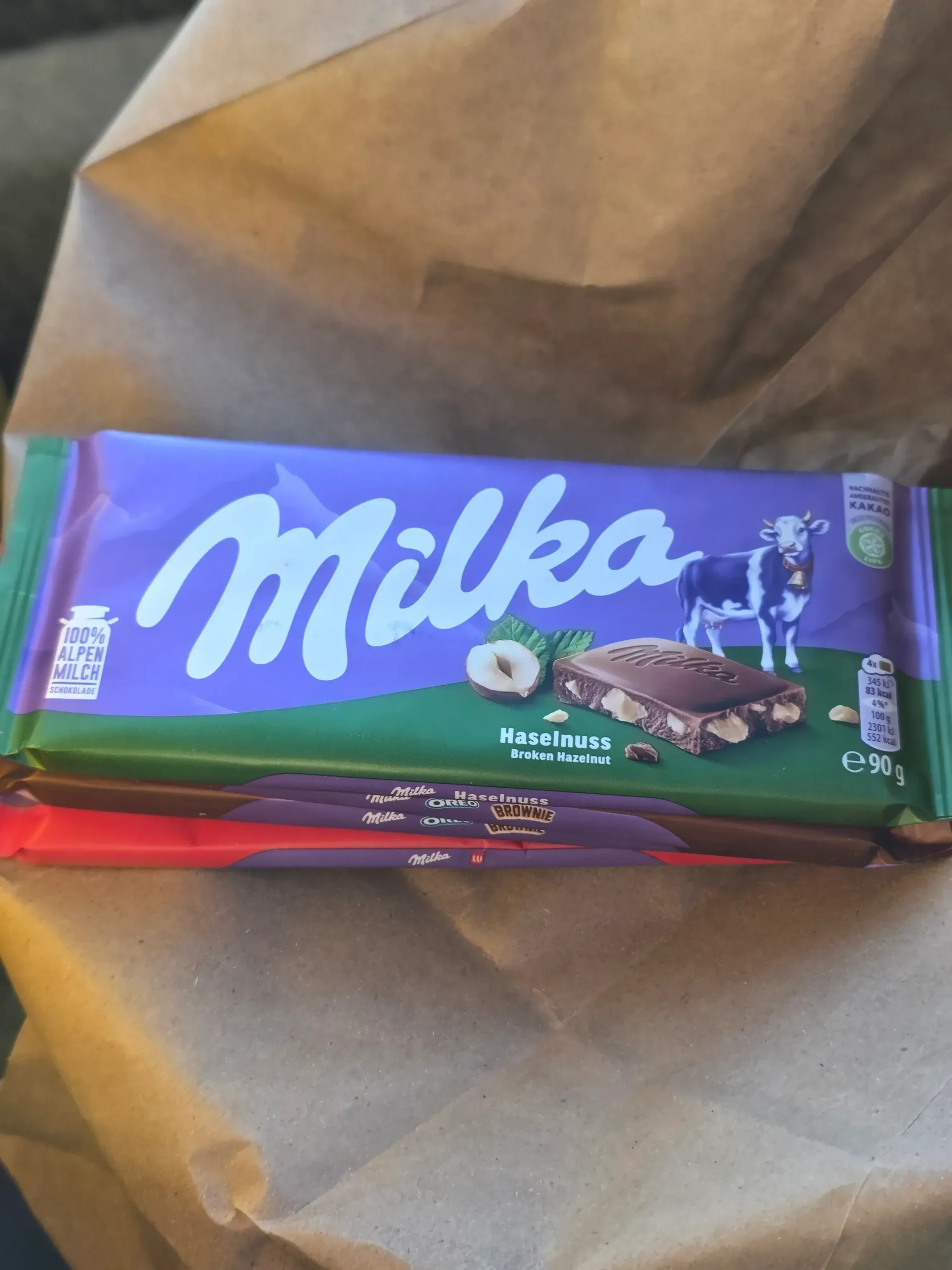 Milka Haselnuss.