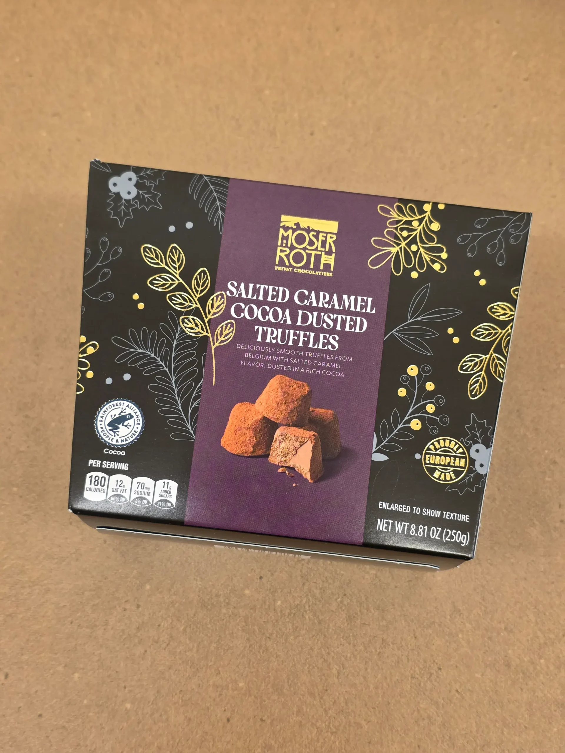 Moser Roth Salted Caramel Cocoa Dusted Truffles.