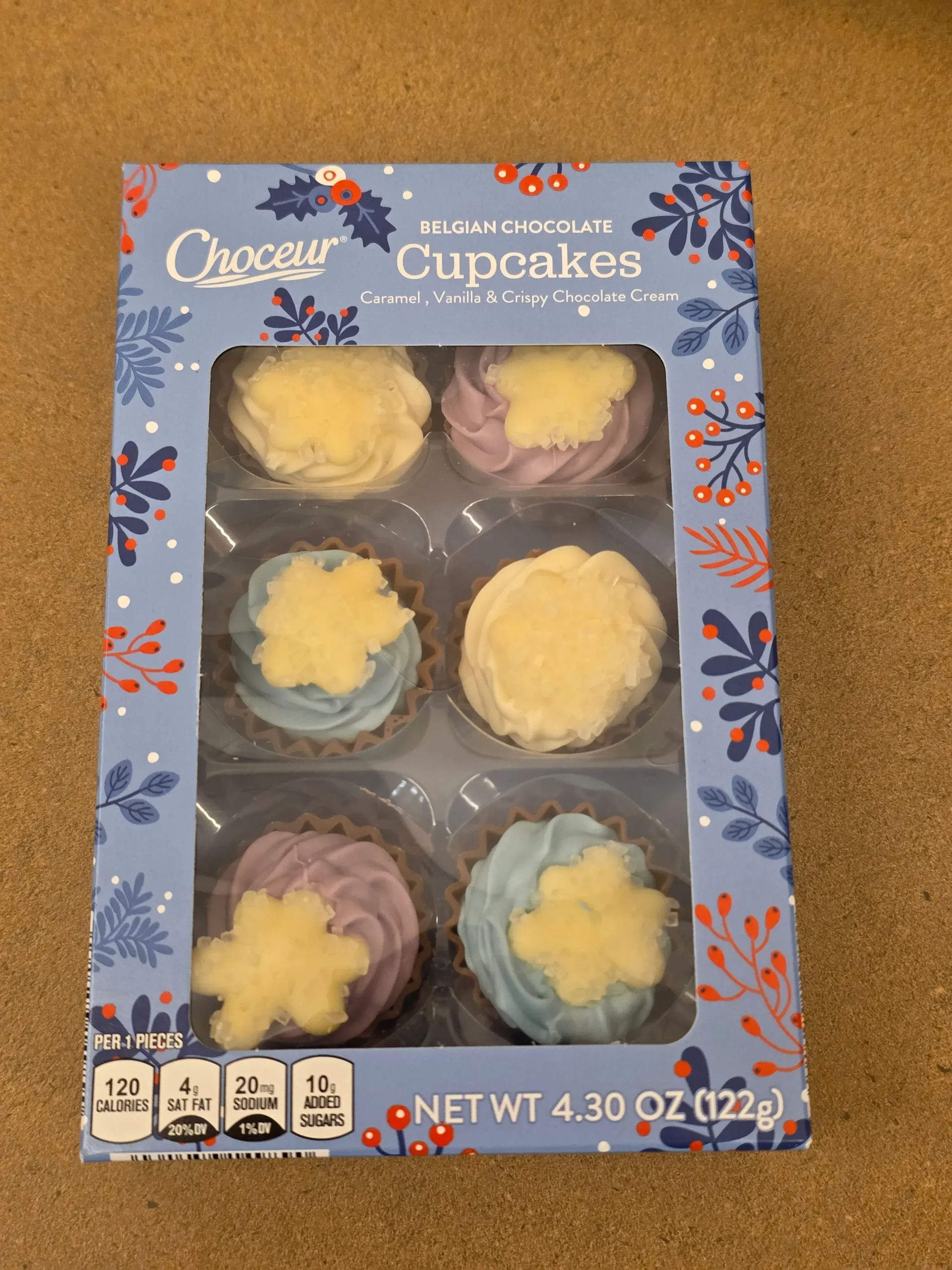 Choceur Belgian Chocolate Cupcakes: Caramel, Vanilla & Crispy Chocolate Cream.