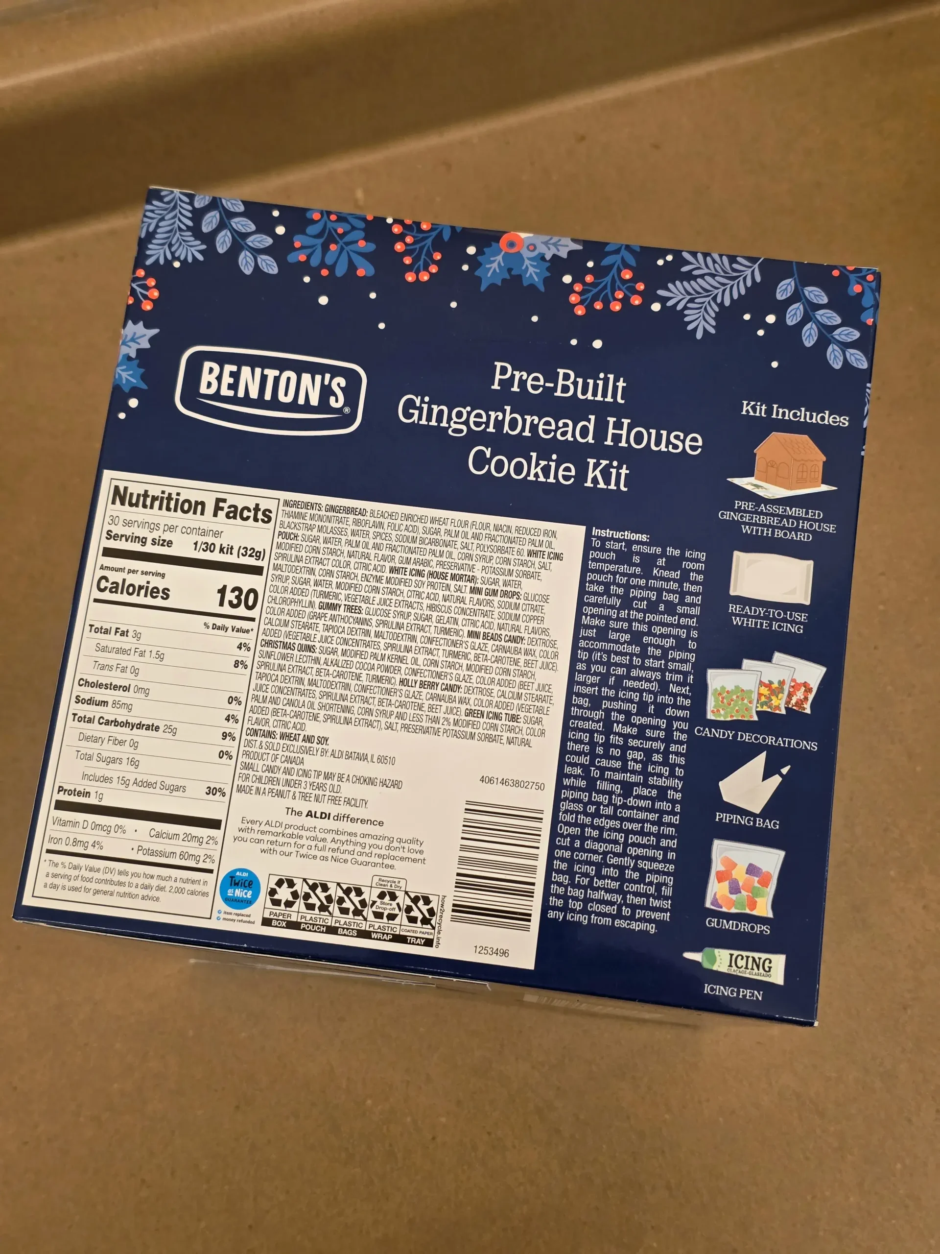 Benton's Pre-Built Gingerbread House Cookie Kit.