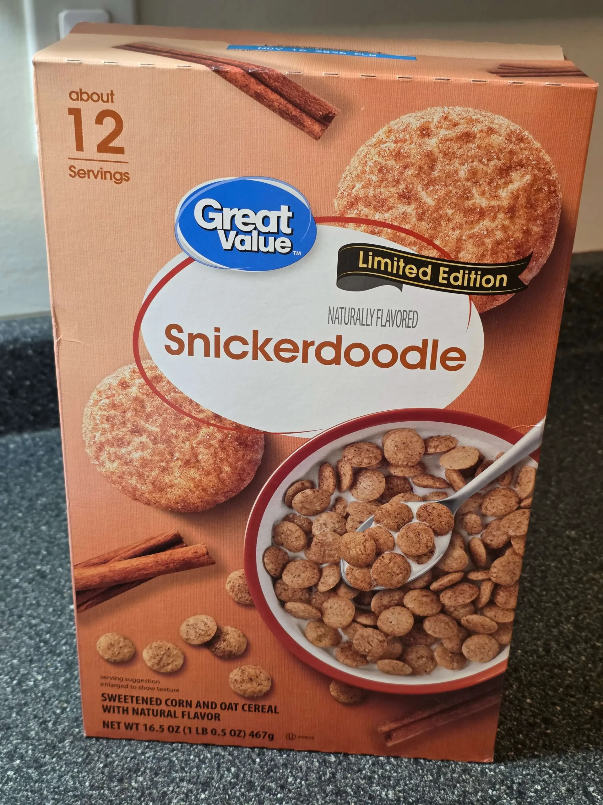 Great Value Limited Edition Snickerdoodle Cereal.